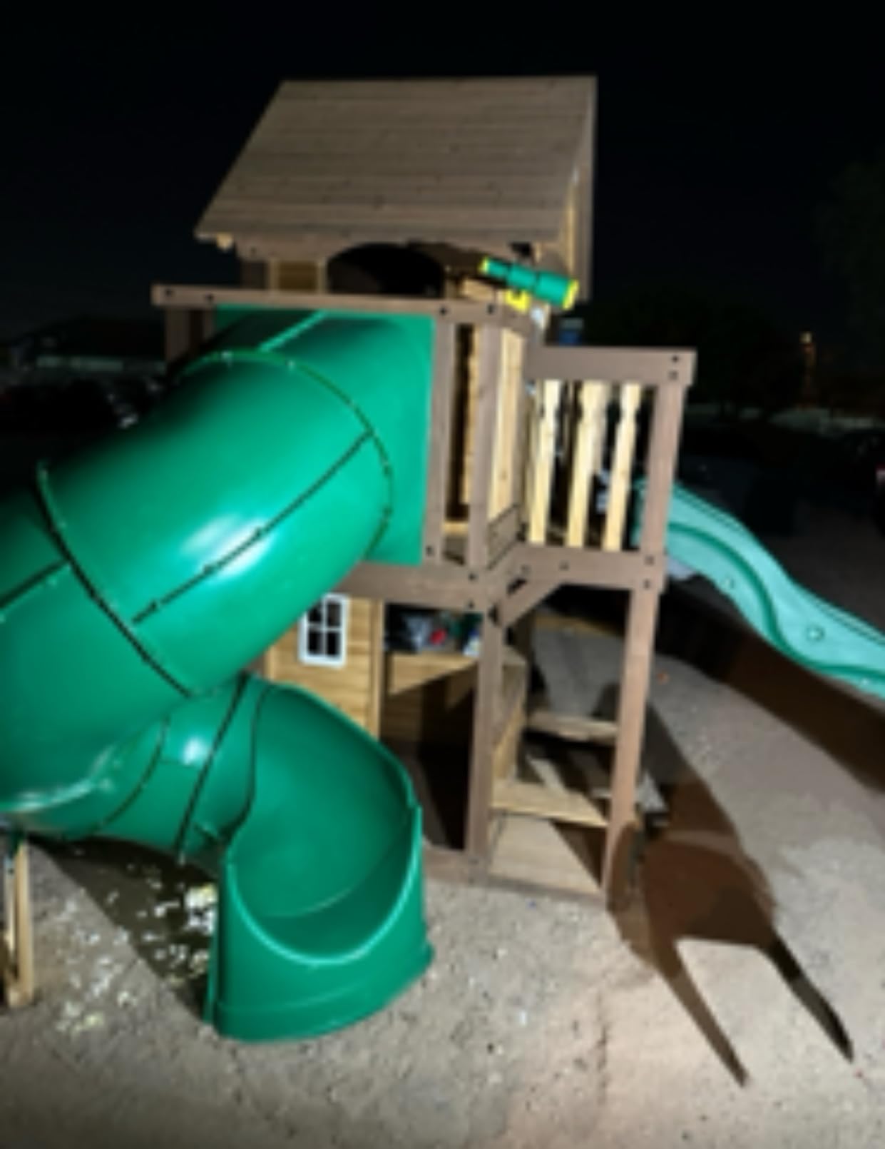 Backyard Discovery Cedar Cove Wood Swing Set with Spiral Tube and Wave Slide, Clubhouse, Toy Grill, Snack Bar, Rock Wall, Belt Swings, Web Swing, Balcony, Chalkboard, Ladder, Outdoor Playset 10 Years customer photo 1