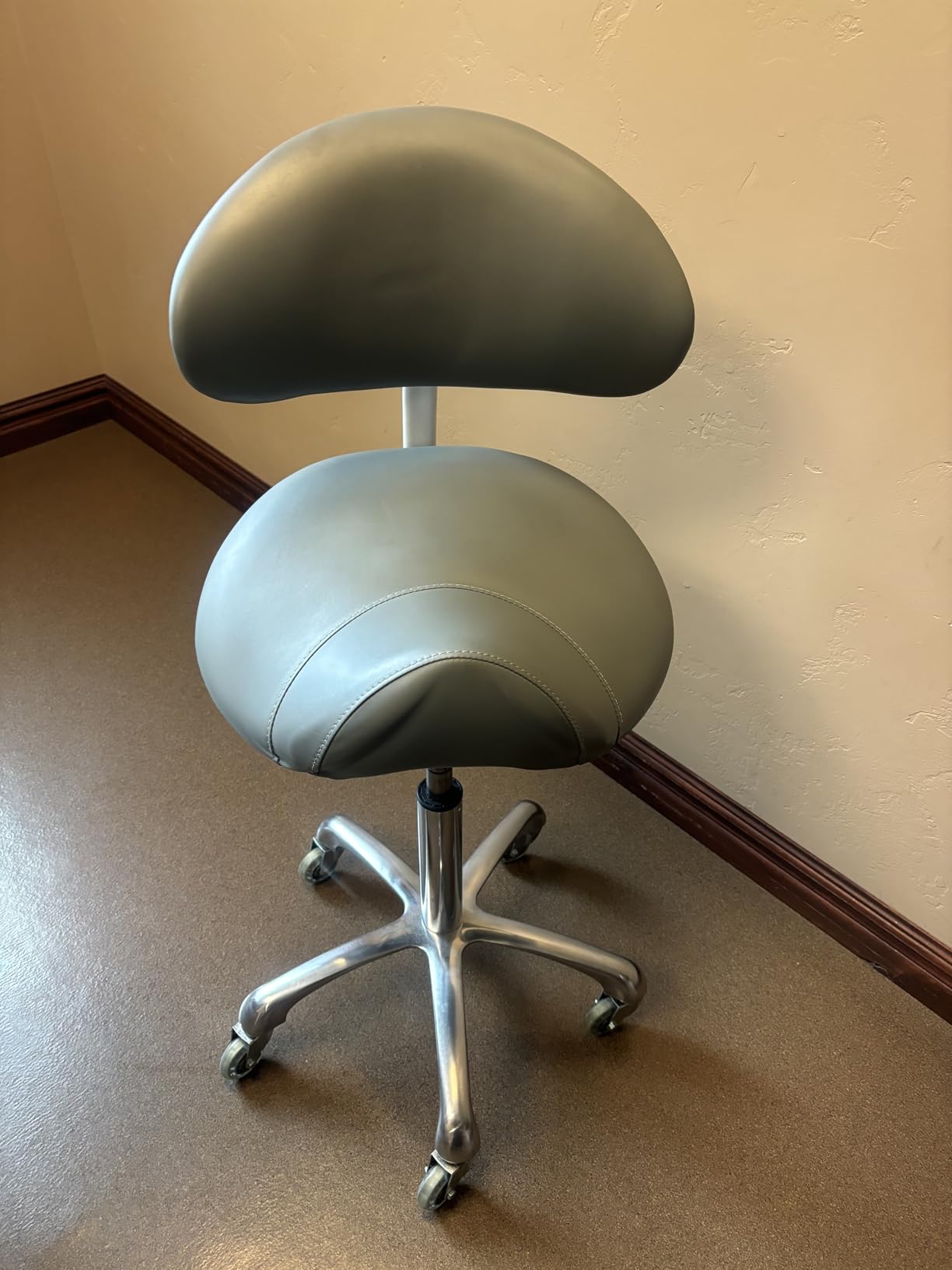Antlu Saddle Stool Chair for Massage Clinic Spa Salon Cutting, Saddle Rolling Stool with Wheels Adjustable Height (Black) customer photo 2