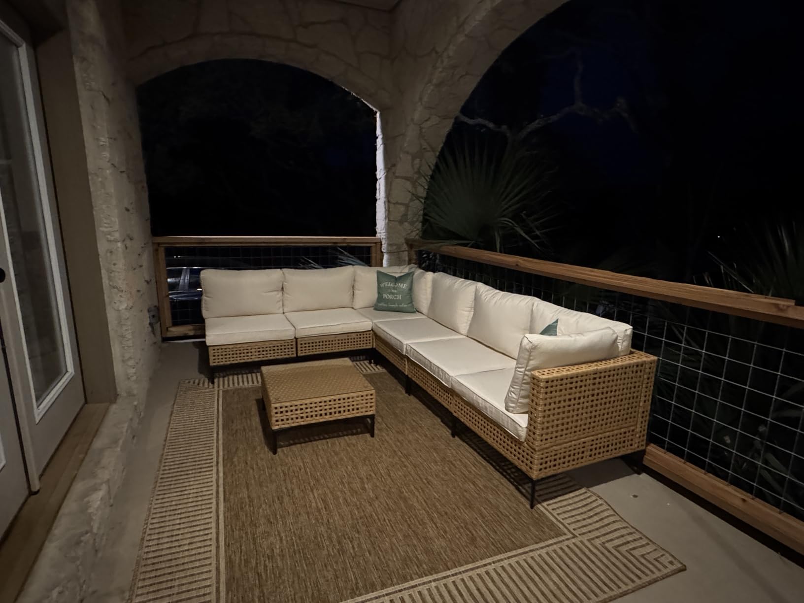 Nuloom Asha Light Brown/Ivory, 8' x 10', Casual, Striped Border, Soft and Cozy, High Traffic, Stain Resistant, Easy Clean, Durable Area Rug for Indoor/Outdoor Patio, Deck, Porch, Garden, Courtyard customer photo 1