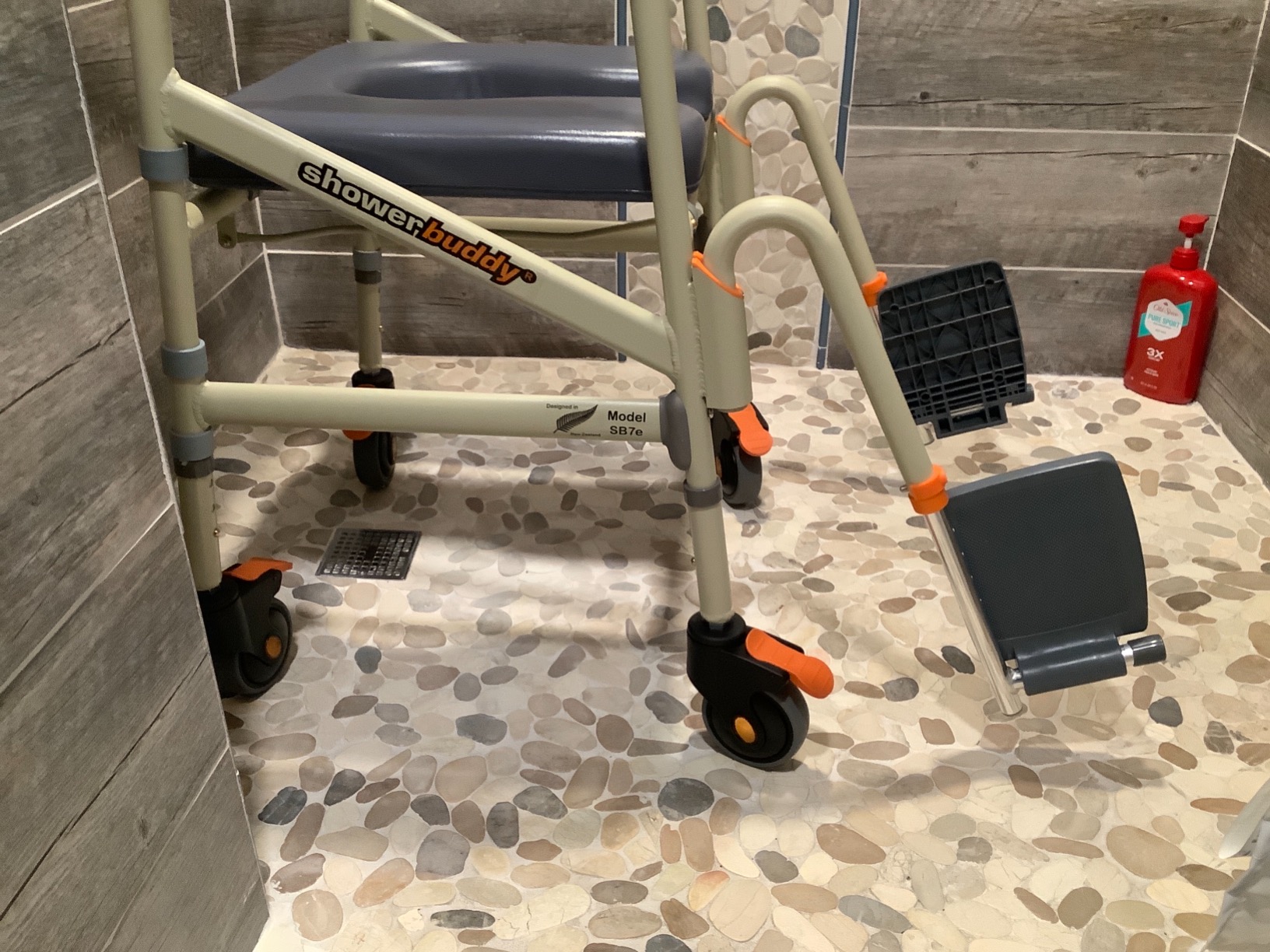 SolutionBased Lightweight Aluminum Folding Rolling Shower Chair for Elderly and Disabled customer photo 2