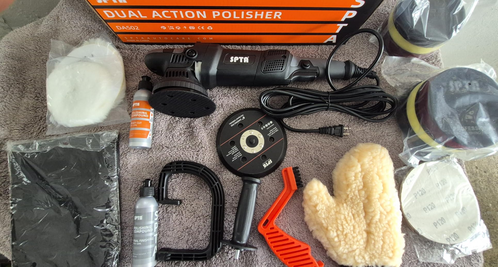 SPTA 5-Inch Dual Action Random Orbital Car Polisher, Car Detailing Kit with Multiple Pads customer photo 1
