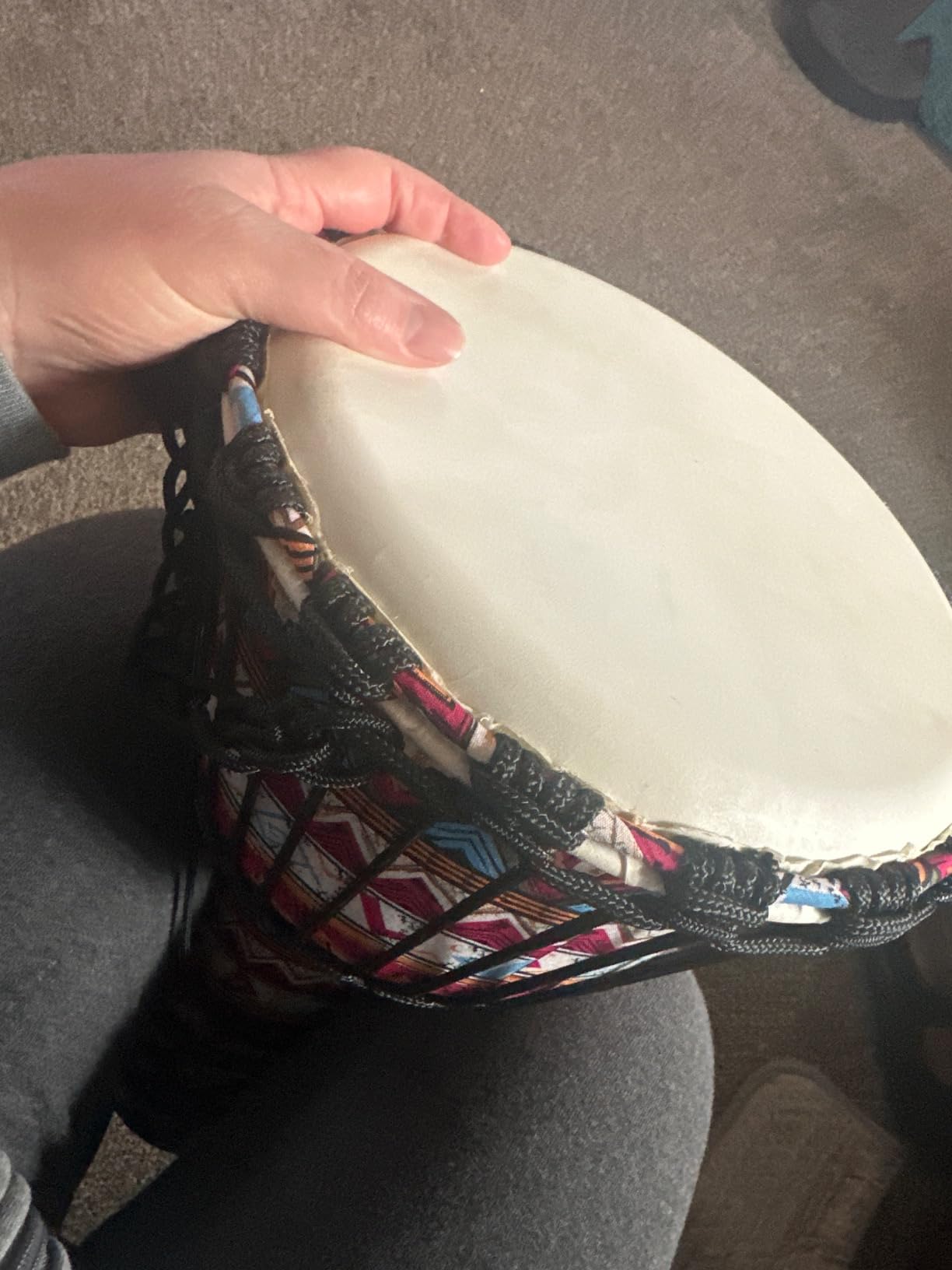 Djembe Drum, AKLOT African Drum Cloth Stitching 11'' x 20'' ABS Resin Lightweight Goatskin Drumhead for Starter Beginners (Blue Floral) customer photo 2