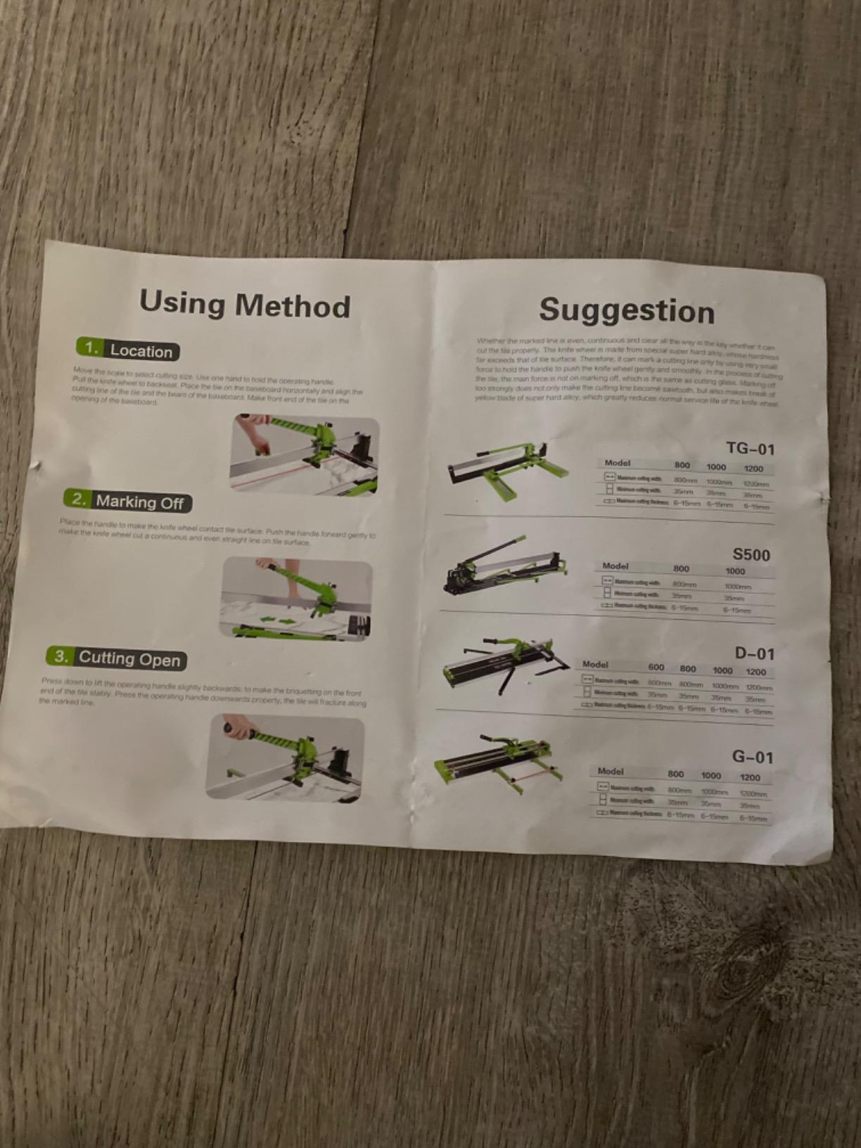 Tile Cutter 48 Inch, Manual Tile Cutter All-Steel Frame with Laser Guide and Bonus Spare Cutter customer photo 1