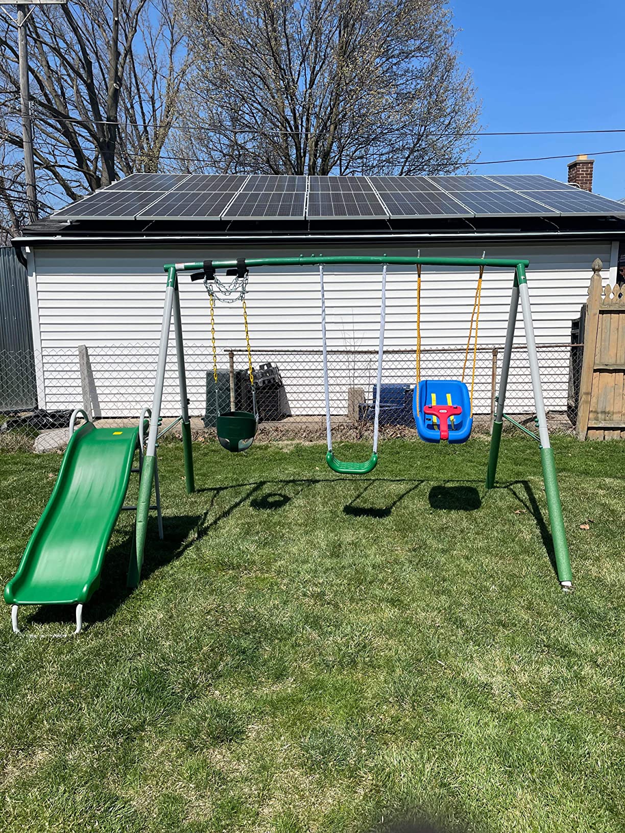 Sportspower My 1st Metal Swing Set for Kids - Slide, Trapeze, Outdoor Backyard Playset, 400 lb Capacity, 6.1FT Durable Steel Frame - Amazon Exclusive customer photo 1