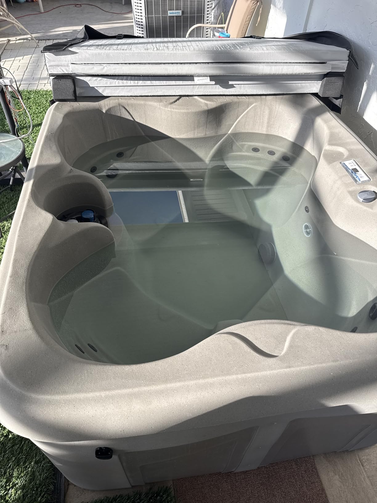 LifeSmart 4-Person Plug & Play Square Hot Tub with Thermal Cover, Taupe - Home Outdoor Backyard Spa with 13 Jets, 1.0 HP Pump, and Underwater LED Light customer photo 1