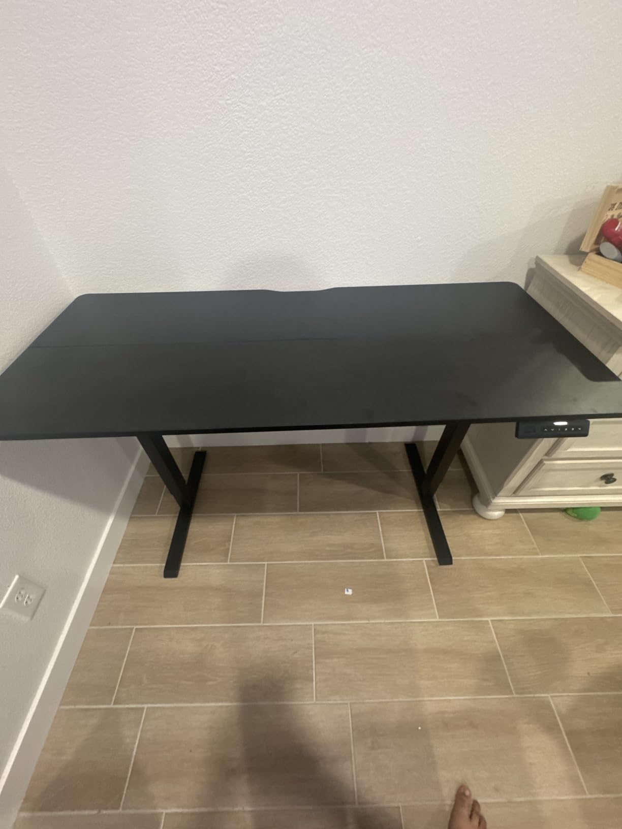 FEZIBO Electric Standing Desk, 48 x 24 Inches Height Adjustable Stand up Desk, Sit Stand Home Office Desk, Computer Desk, Rustic Brown customer photo 1