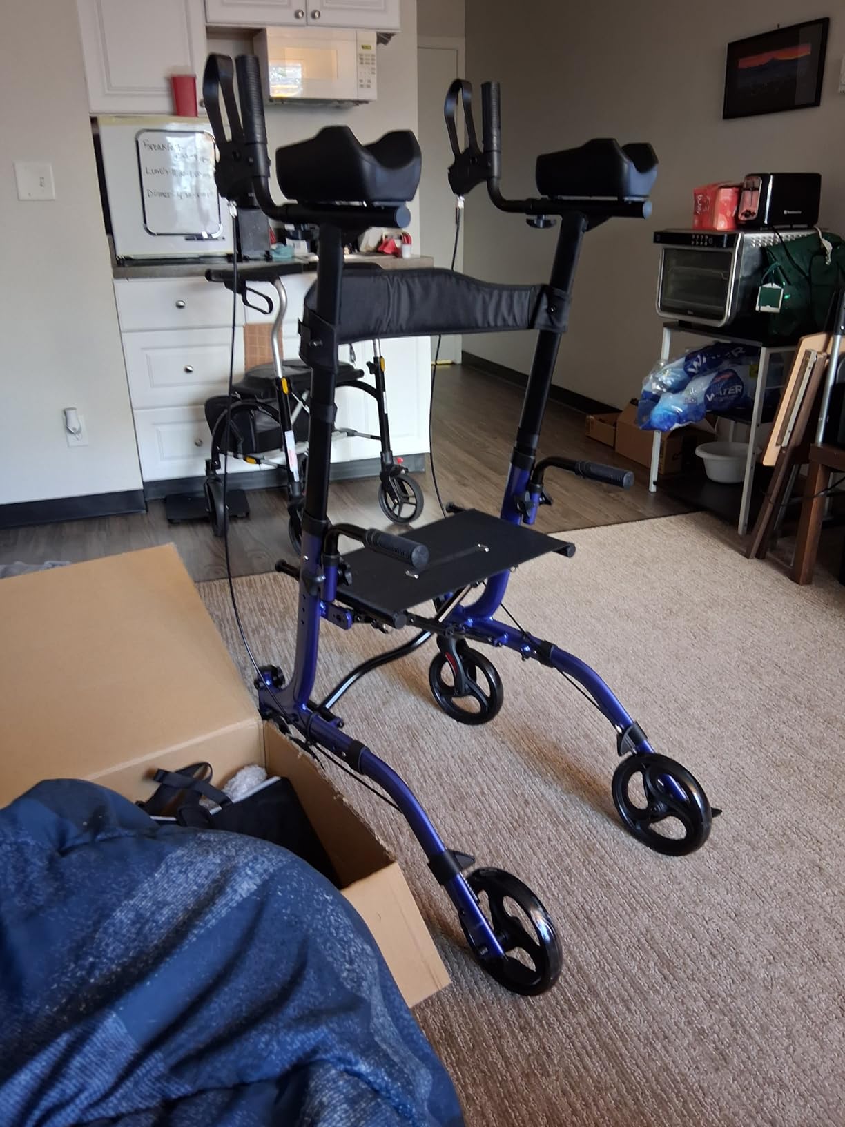 Vive Mobility Upright Walker with Seat, for Seniors, Women - Stand Up Rollator, Arm Rests, Heavy Duty, Folding Medical Aid Scooter for Elderly, Seniors - Walking Foldable Assist (Blue, Black Bag) customer photo 2