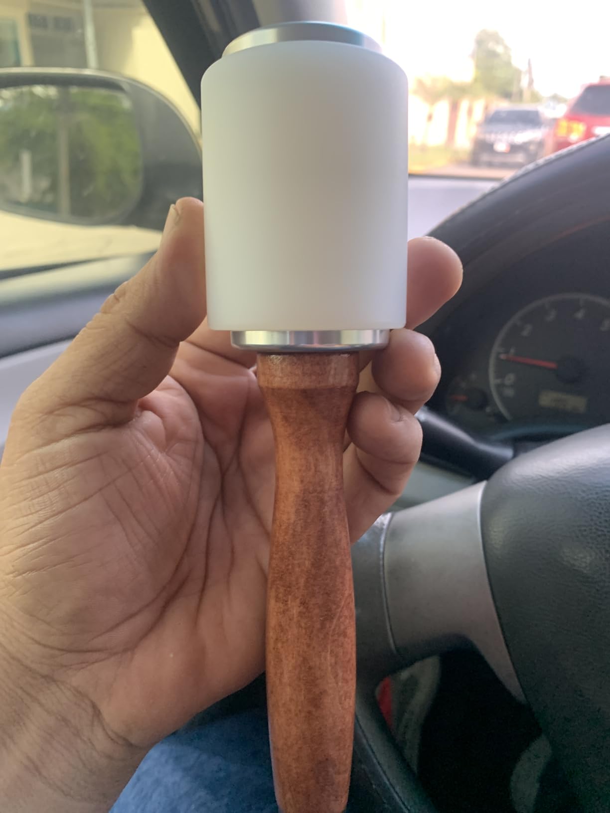 QWORK 8inch Leather Carving Hammer, DIY Leathercraft Mallet with Nylon Straight Head Wood Handle, Sew Leather Cowhide Tool Kit customer photo 2