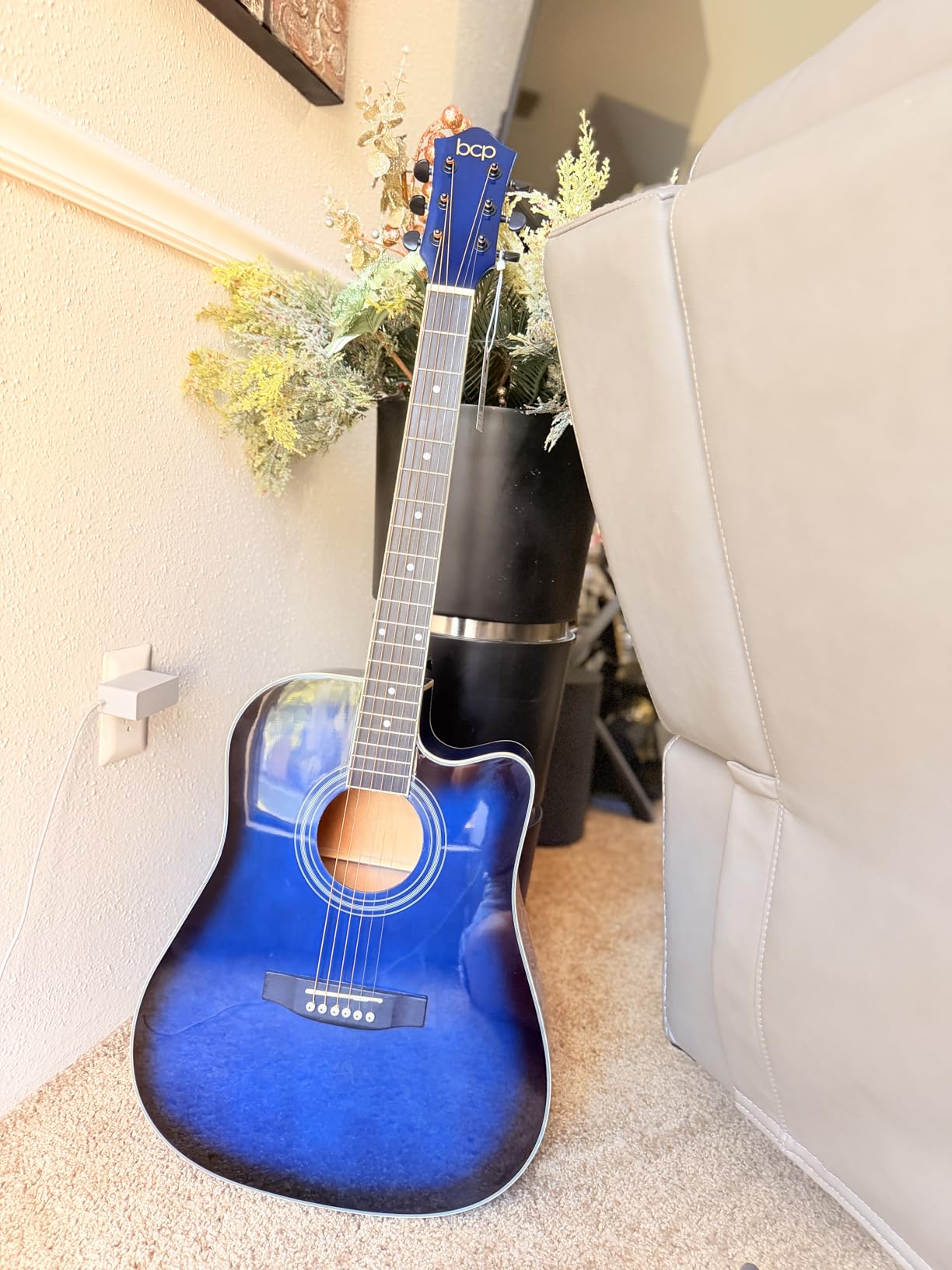 Best Choice Products 41in Beginner Acoustic Guitar Full Size All Wood Cutaway Guitar Starter Set w/Case, Strap, Capo, Strings, Picks - SoCal Green customer photo 1