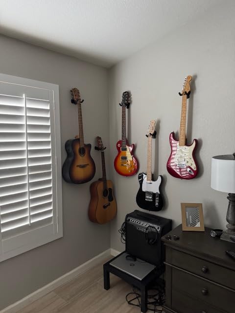 Donux Guitar Wall Mount, Ukulele Hanger Hook Holder Stand Guitar Hangers Hooks for Acoustic Electric Bass Guitars and Ukulele (2 Set) customer photo 1