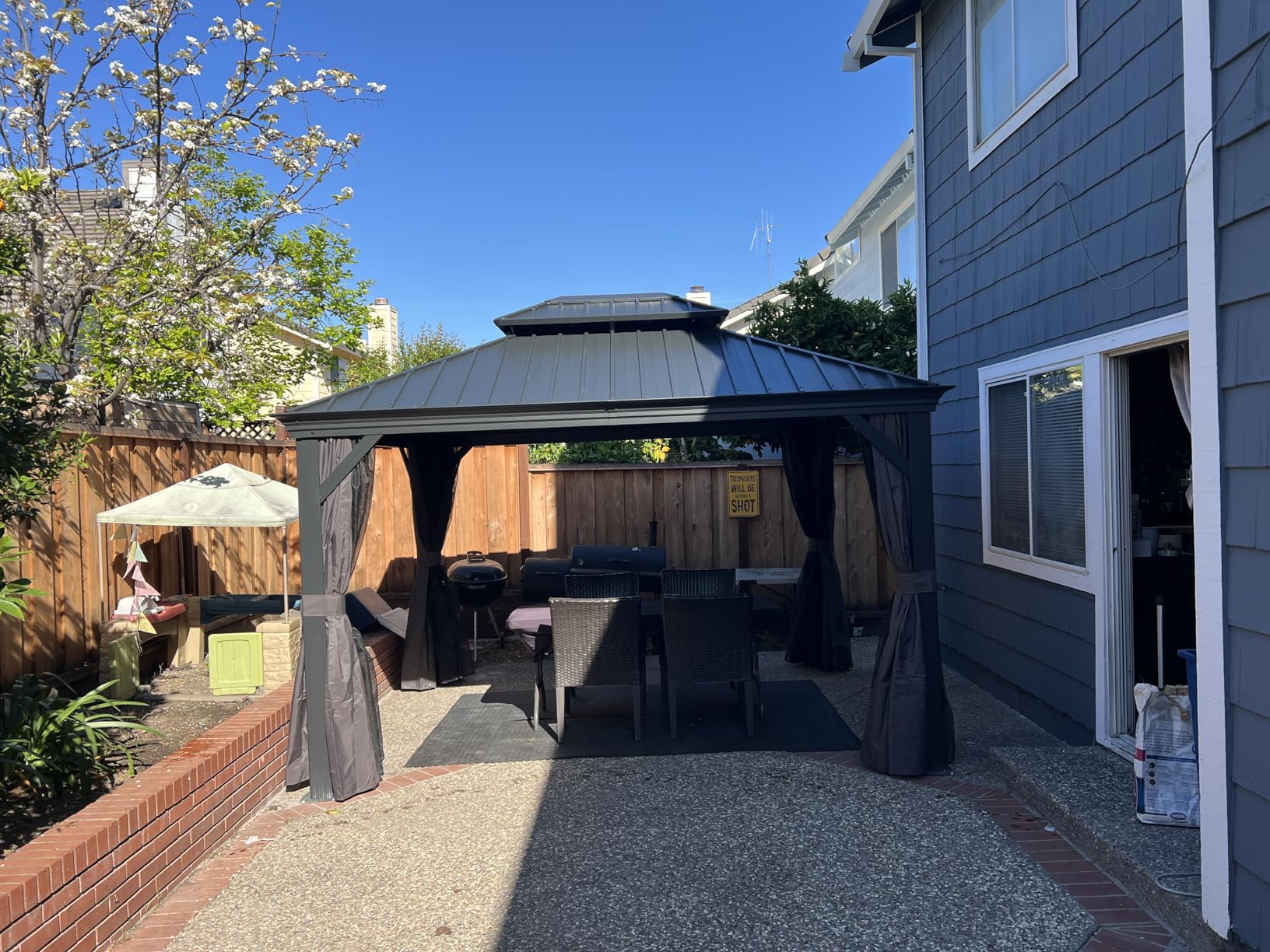 PURPLE LEAF 10' X 12' Permanent Hardtop Gazebo Aluminum Gazebo with Galvanized Steel Double Roof for Patio Lawn and Garden, Curtains and Netting Included, Grey customer photo 1