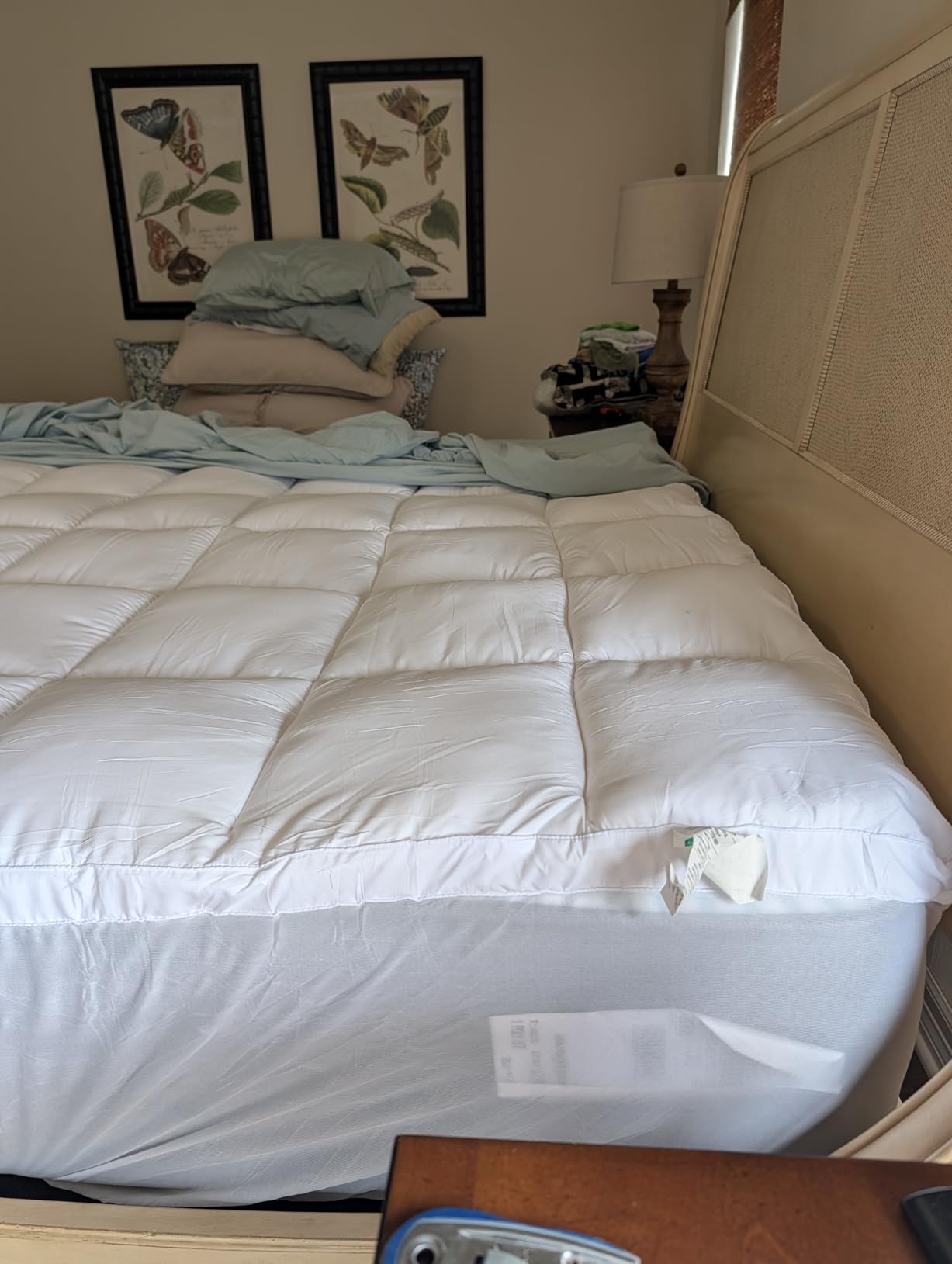 ELEMUSE Queen Size Extra Thick Fusion Goose Down Feather Filled Mattress Topper, Plush Fluffy Double Layer Pillowtop Mattress Pad Cover, Soft Featherbed with 8-21 Inch Deep Pocket customer photo 2