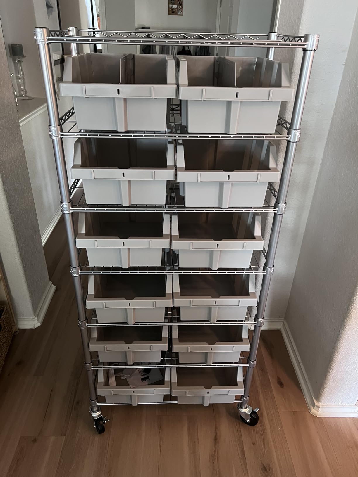 Seville Classics Heavy Duty NSF Bin Rack Solid Steel Wire Shelving Storage Unit, Patented Organizer for Garage, Warehouse, Office, Restaurant, Classroom, Kitchen, Gray, Includes 21 Bins customer photo 2