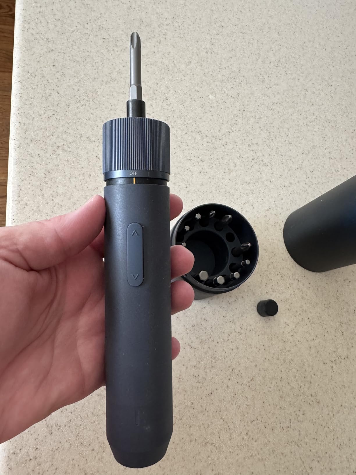 HOTO Electric Screwdriver Rechargeable, 3.6V Cordless Screwdriver Set USB-C, 1/4'' Hex Bits, 3 Torque Settings, 1500mAh Battery, LED Light & 12 S2 Metal Bits for Furniture/Electrical Repairs customer photo 2