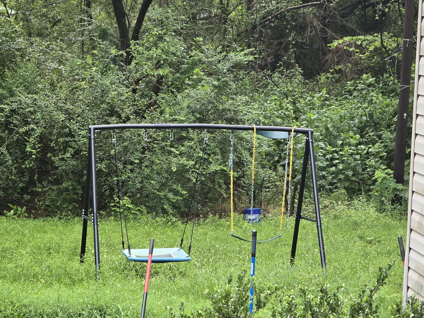 Hapfan 600lbs Heavy Duty Swing Set with 1 Platform Swing, 2 Belt Swings,A Frame Metal Swing Set for Outdoor Backyard (Patented) customer photo 1