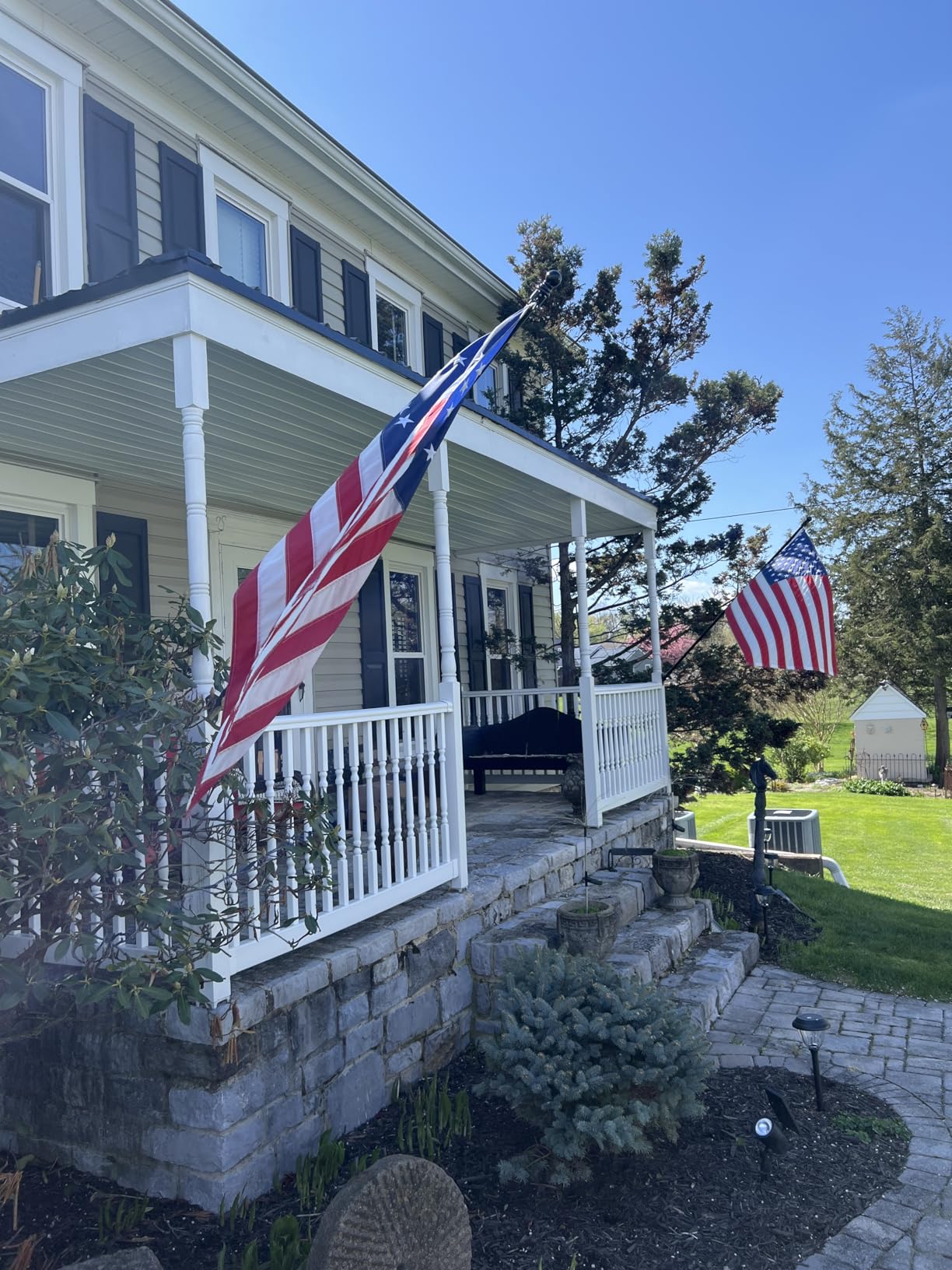 ZMTECH Flag Pole - Upgraded Bracket, 6 FT Stainless Steel Flag Poles for Outside House, Residential or Commerical, Tangle Free Flag Pole Kit for American Flag (Without Flag, Black) customer photo 1