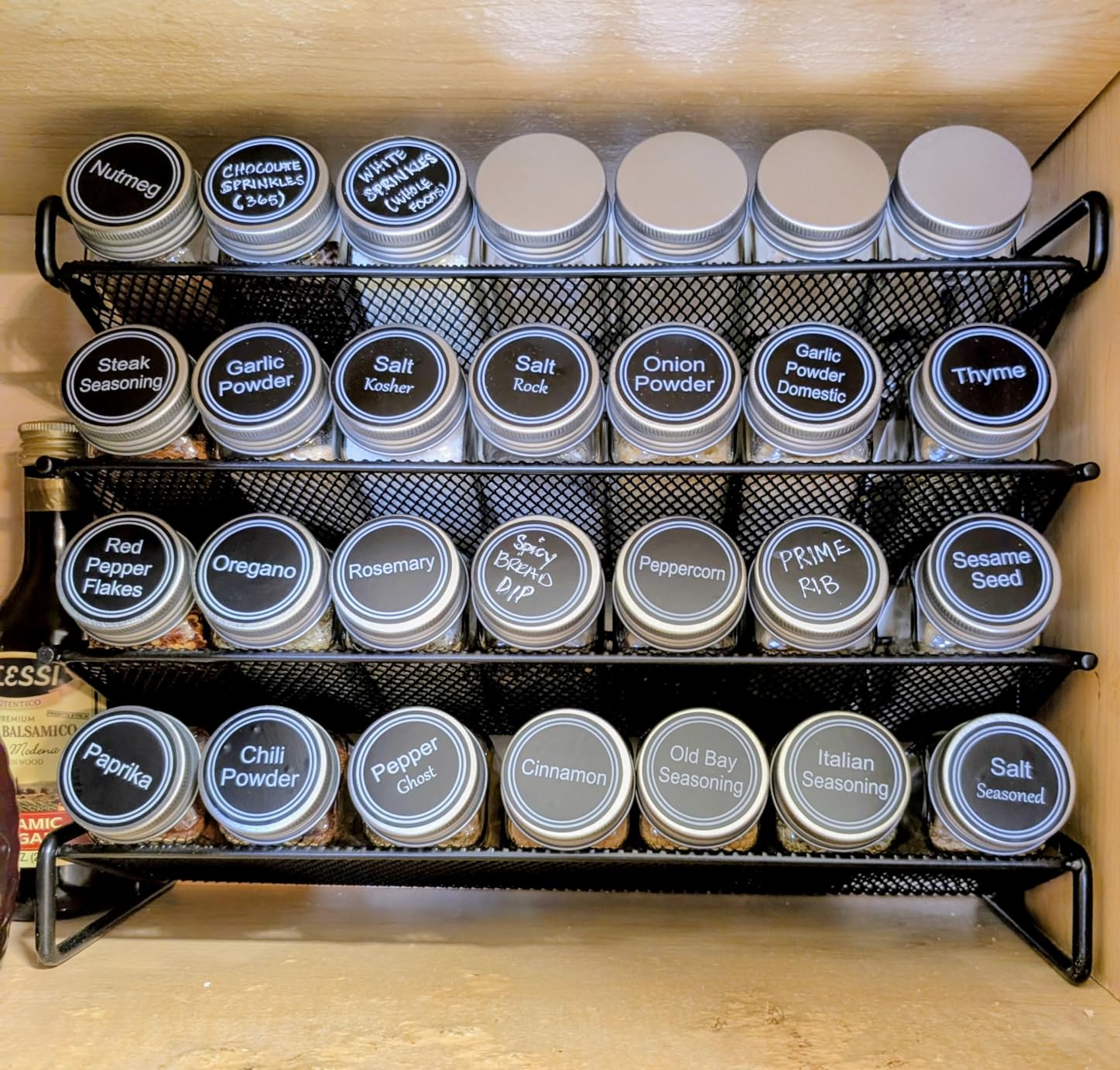 SpaceAid Spice Rack Organizer with 28 Spice Jars, 386 Spice Labels, Chalk Marker and Funnel Set for Cabinet, Countertop, Pantry, Cupboard or Door & Wall Mount customer photo 1