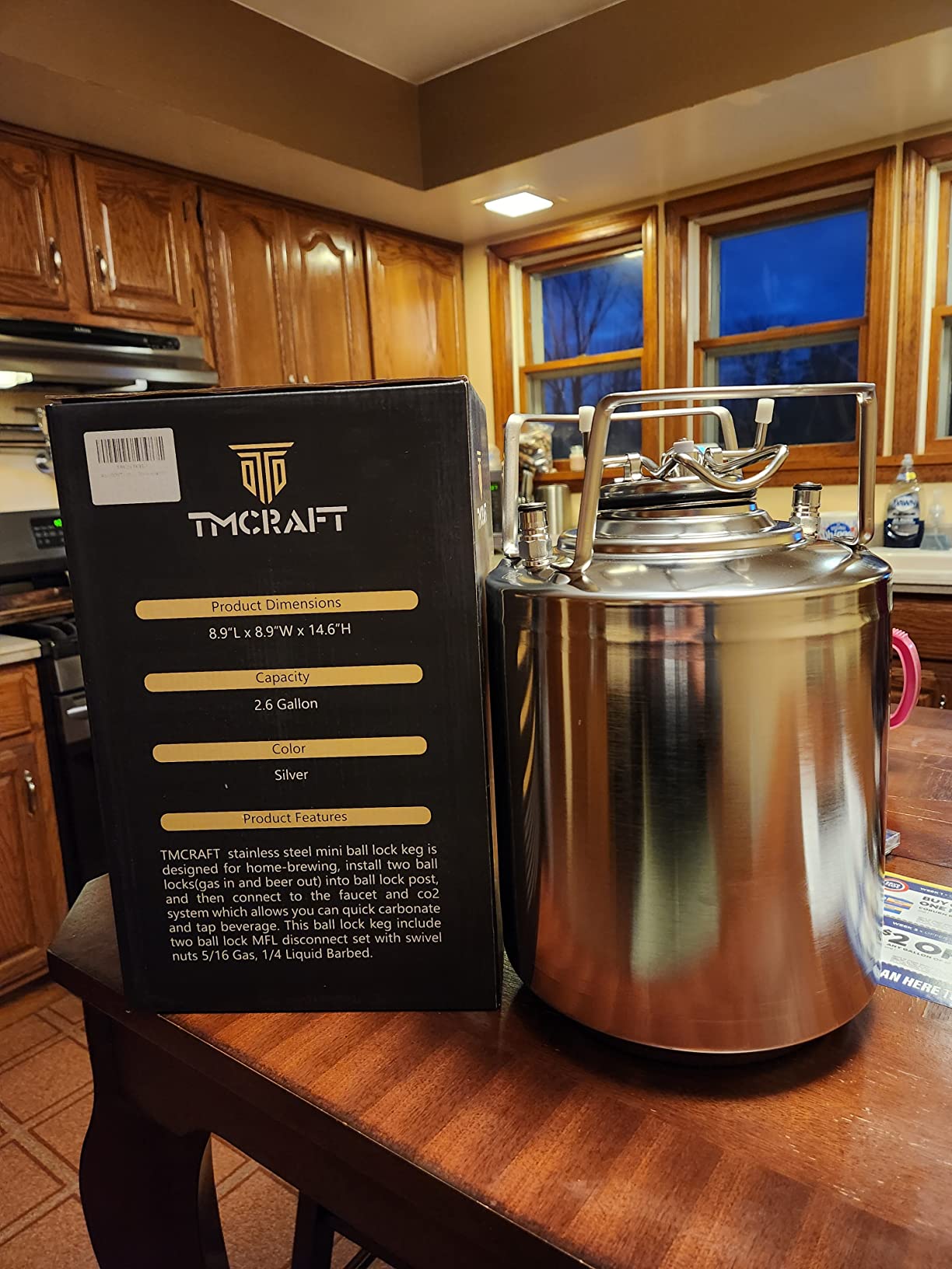 TMCRAFT 2.6 Gallon Mini Ball Lock Keg, Stainless Steel Double Ball Lock Post Corny Keg for Home-brewing customer photo 1
