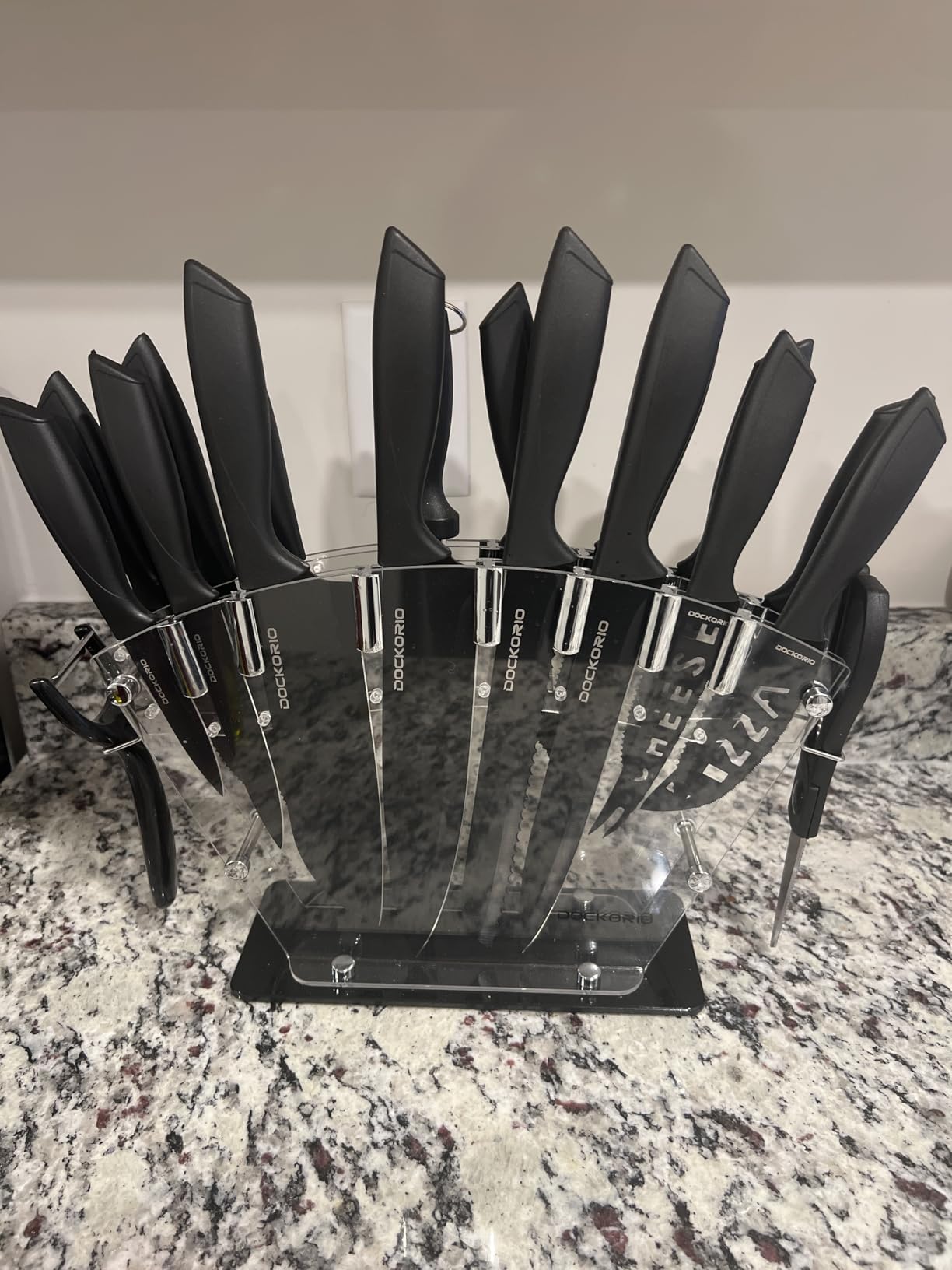 Kitchen Knife Set with Block, 19 PCS High Carbon Stainless Steel Sharp includes Serrated Steak Knives Set, Chef Knives, Bread Knife, Scissor, Sharpener, all in one customer photo 1