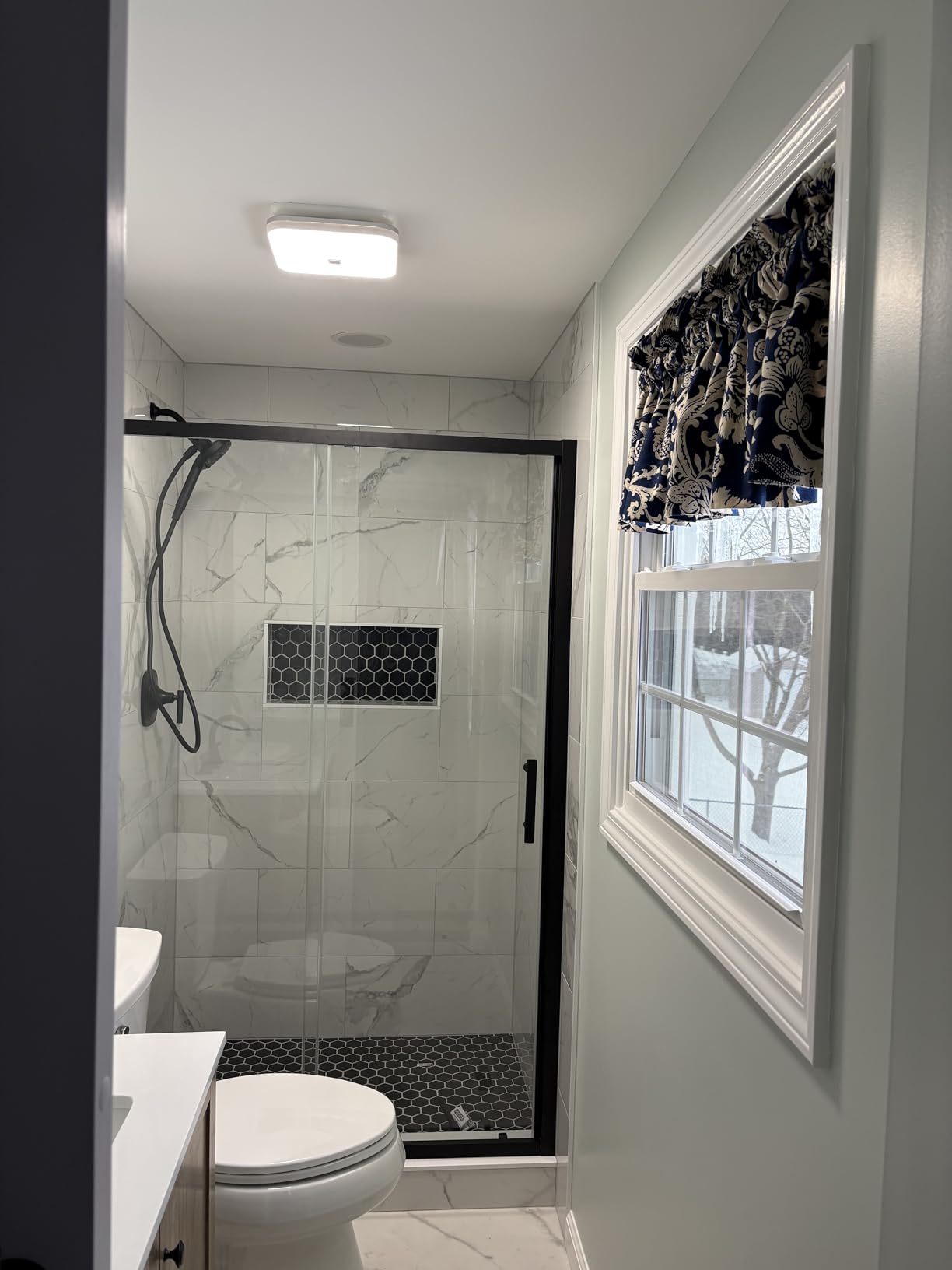 OREiN 2-in-1 Bathroom Exhaust Fan with Light, 100 CFM Shower Vent Fan, Quiet 1.5 Sones DC Motor, 1000LM Bright LED, 5000K, ENERGY STAR, HVI/FCC/ETL, Easy Retrofit Installation (Cut-Out 8.11