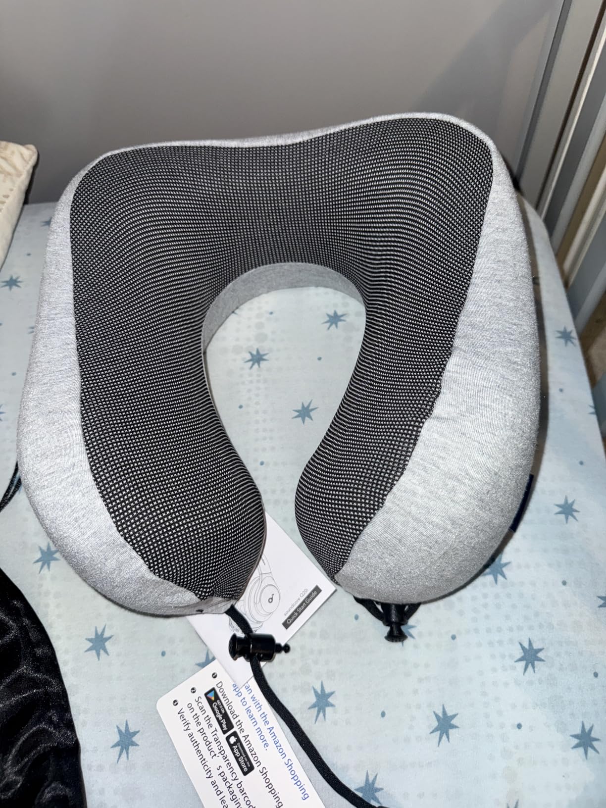 napfun Neck Pillow for Traveling, Upgraded Travel Neck Pillow for Airplane 100% Pure Memory Foam Travel Pillow for Flight Headrest Sleep, Portable Plane Accessories, Full Black customer photo 2