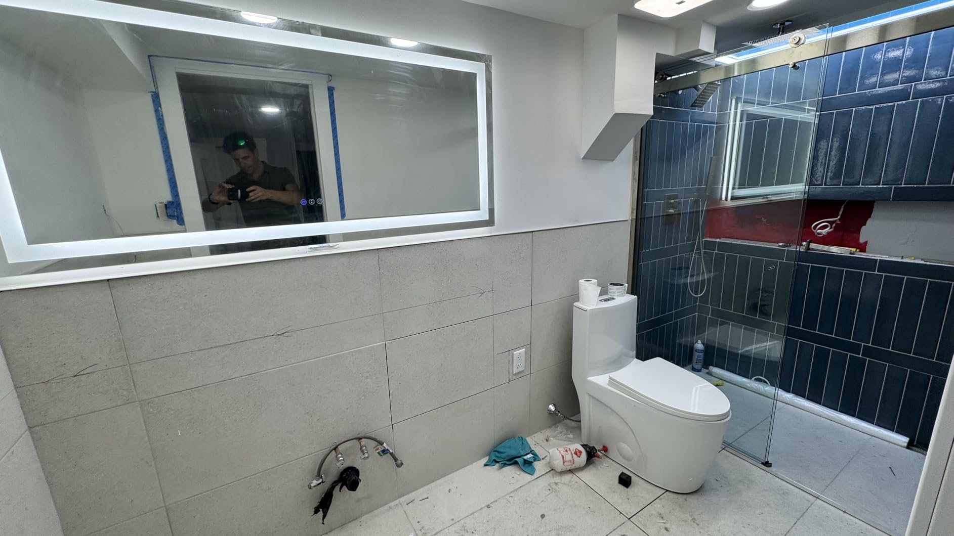 Amorho LED Bathroom Mirror 60'' X36'' with Front and Backlight, Large Dimmable Wall Mirrors with Anti-Fog, Shatter-Proof, Memory, 3 Colors, Double LED Vanity Mirror customer photo 2