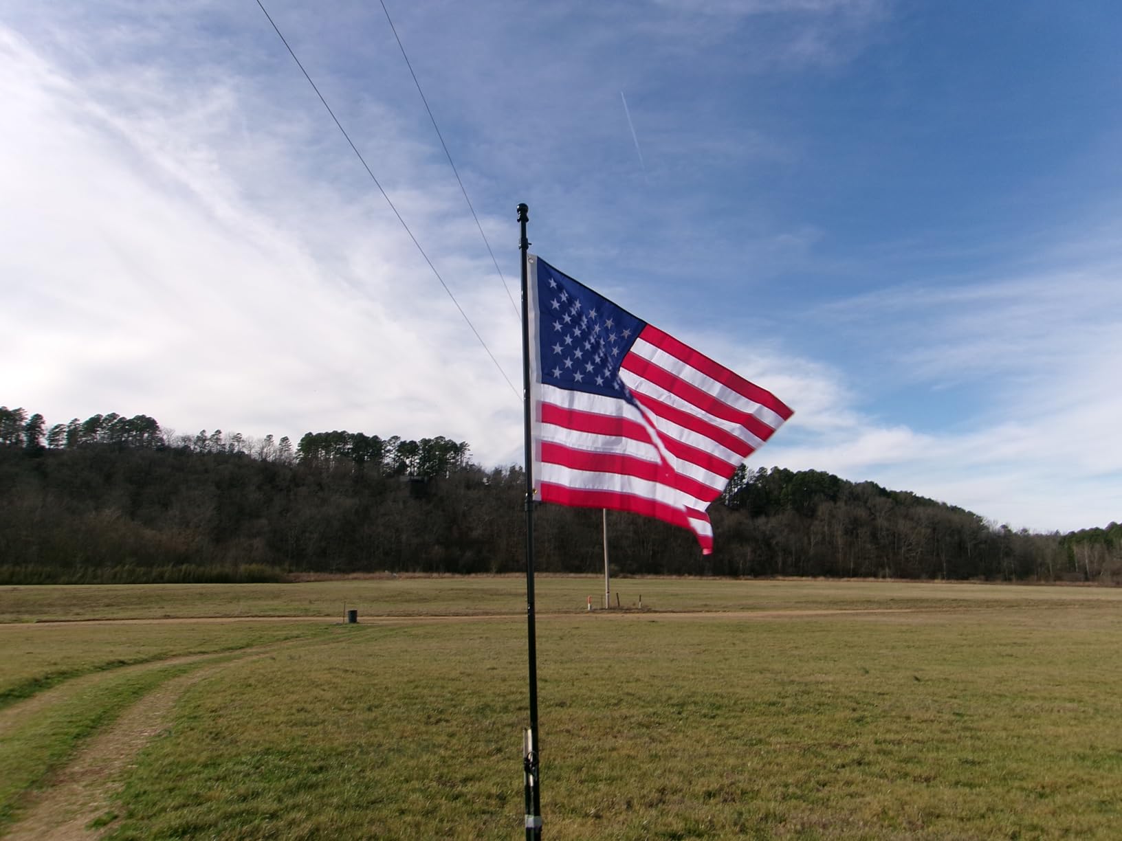 DonSail Black Flag Poles for Outside in Ground - 8FT Flag Pole for House with 2 Pronges Base - Stainless Steel Flag Pole Kit with 3x5FT American Flag for Yard Residential Commercial customer photo 1