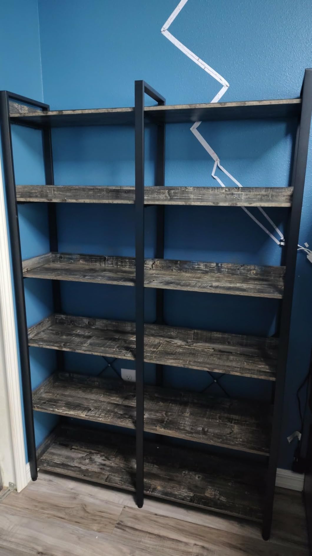 Seventable Bookshelf 6 Tier with 4 Hooks, 67
