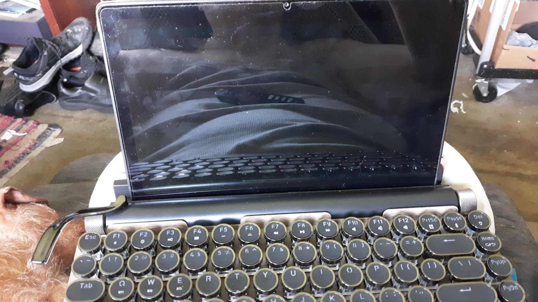 83-Key Mechanical Keyboard - Retro Typewriter Wireless Bluetooth Gaming Keyboard, Anti-Ghosting Blue Switch (Wood) customer photo 2