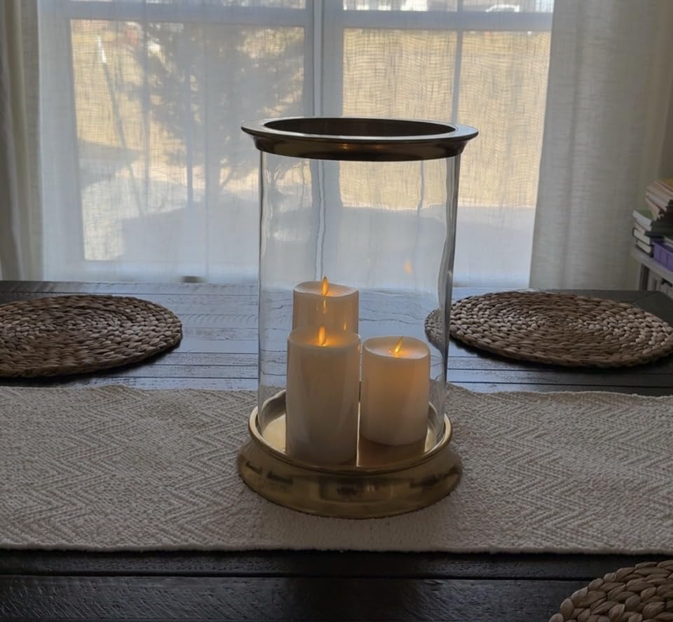 Luminara Realistic Flameless LED Set of 3 Ivory Pillar Candles, Home Safe Moving Flame Melted Top Illumination, Battery Operated Remote Control w/Timer customer photo 1