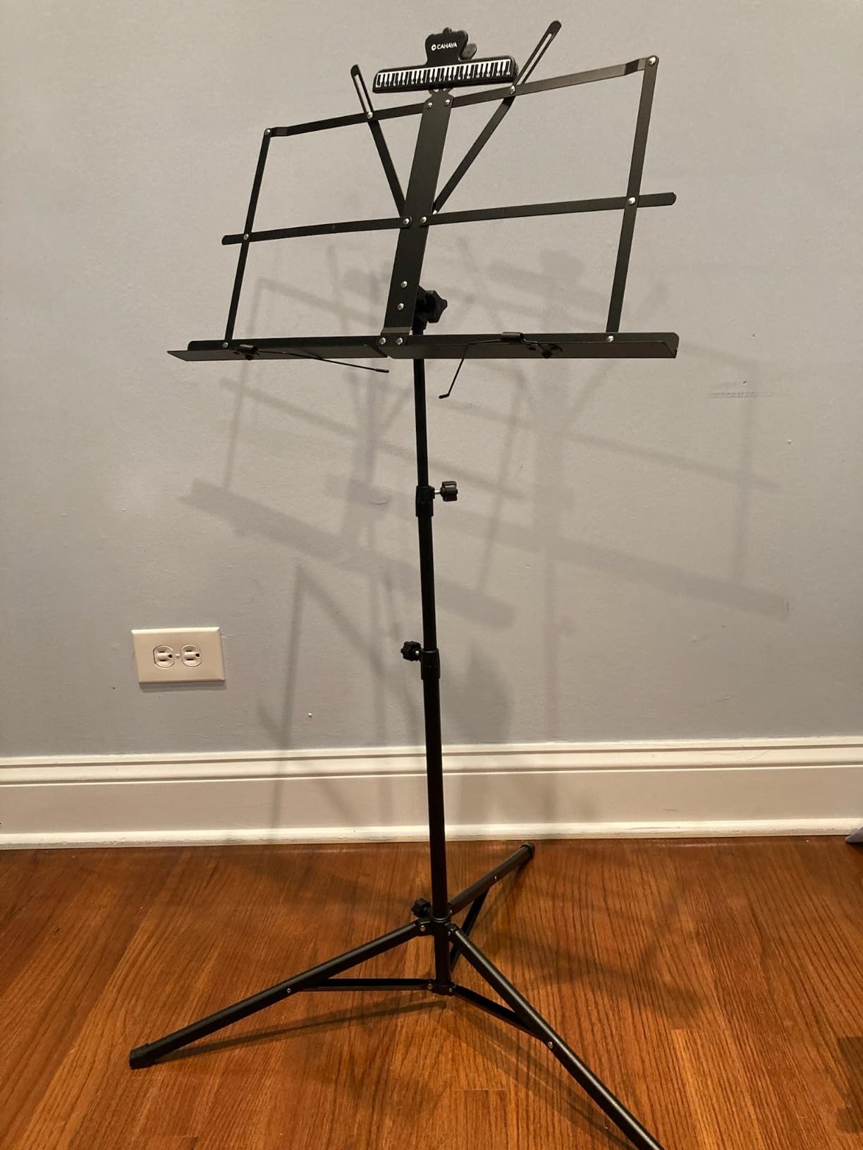 CAHAYA Dual-Use Reinforced Folding Sheet Music Stand with Stand Light & Desktop Book Stand Lightweight Portable Adjustable with Carrying Bag Including Music Sheet Clip Holder customer photo 2