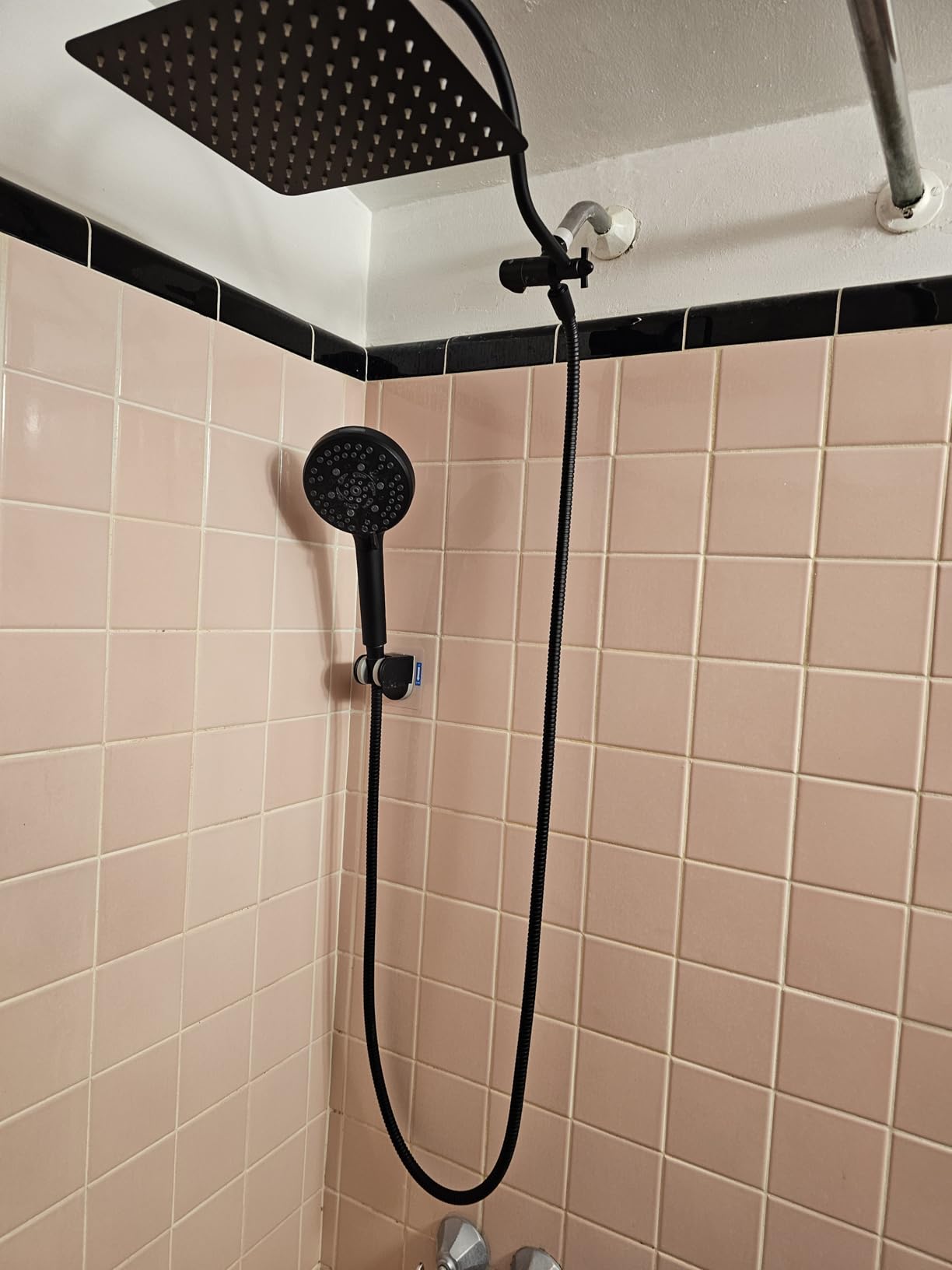 Hibbent All Metal High Pressure Rainfall 10 Inch Shower Head, CUPC Certified Handheld Showerhead Combo, 12 Inch Adjustable Shower Extension Arm, 10-Spray, 71 Inch Hose, Adhesive Showerhead Holder, Matte Black customer photo 2
