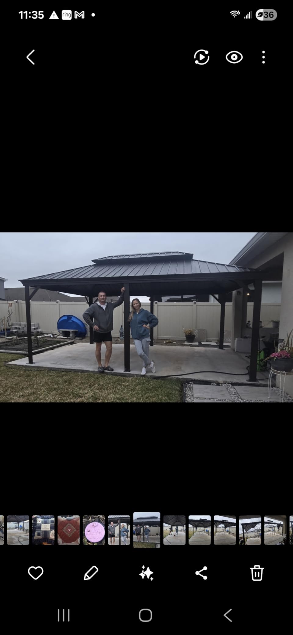 Kozyard Alexander 10' x 12' Hardtop Gazebo, Aluminum Frame with Galvanized Steel Double Roof, Outdoor Permanent Pavilion with Curtains and Netting for Patio, Backyard, Deck, Lawn (Gray) customer photo 2