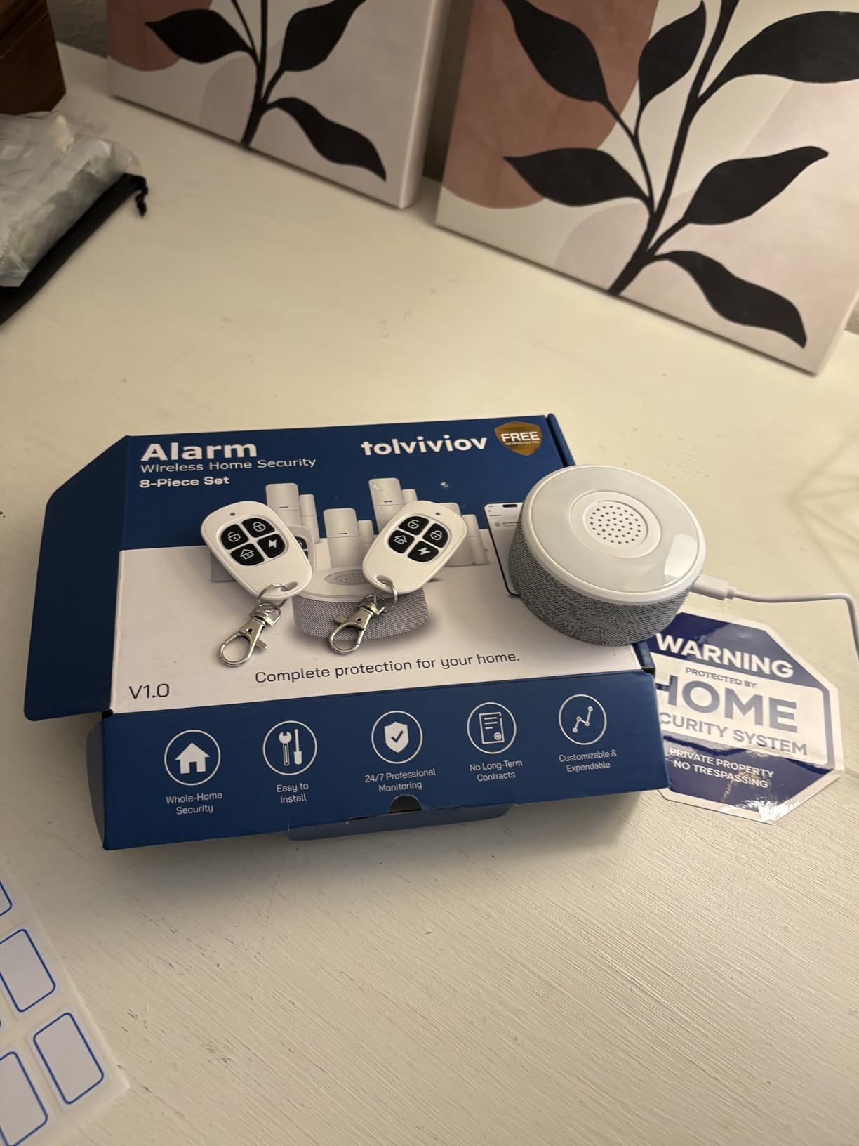 tolviviov Home Alarm System(2nd Gen), 12 Pieces Smart Home Alarm Security System DIY No Monthly Fee, Phone Alert, Alarm Siren, Door/Window Sensors, Remotes, Work with Alexa, for House Apartment Office customer photo 1