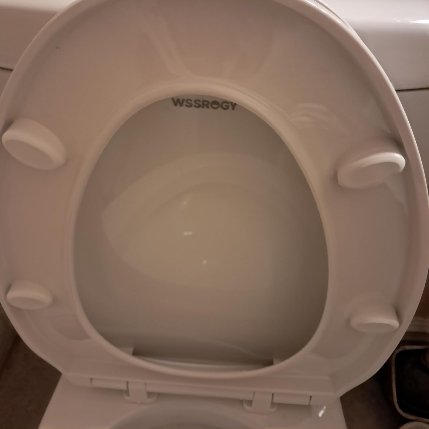 WSSROGY Toilet seat Elongated with Slow Close Hinges, Four Bumpers Never Loosen and Easily Remove, Two Sets of Parts, Plastic, White customer photo 1