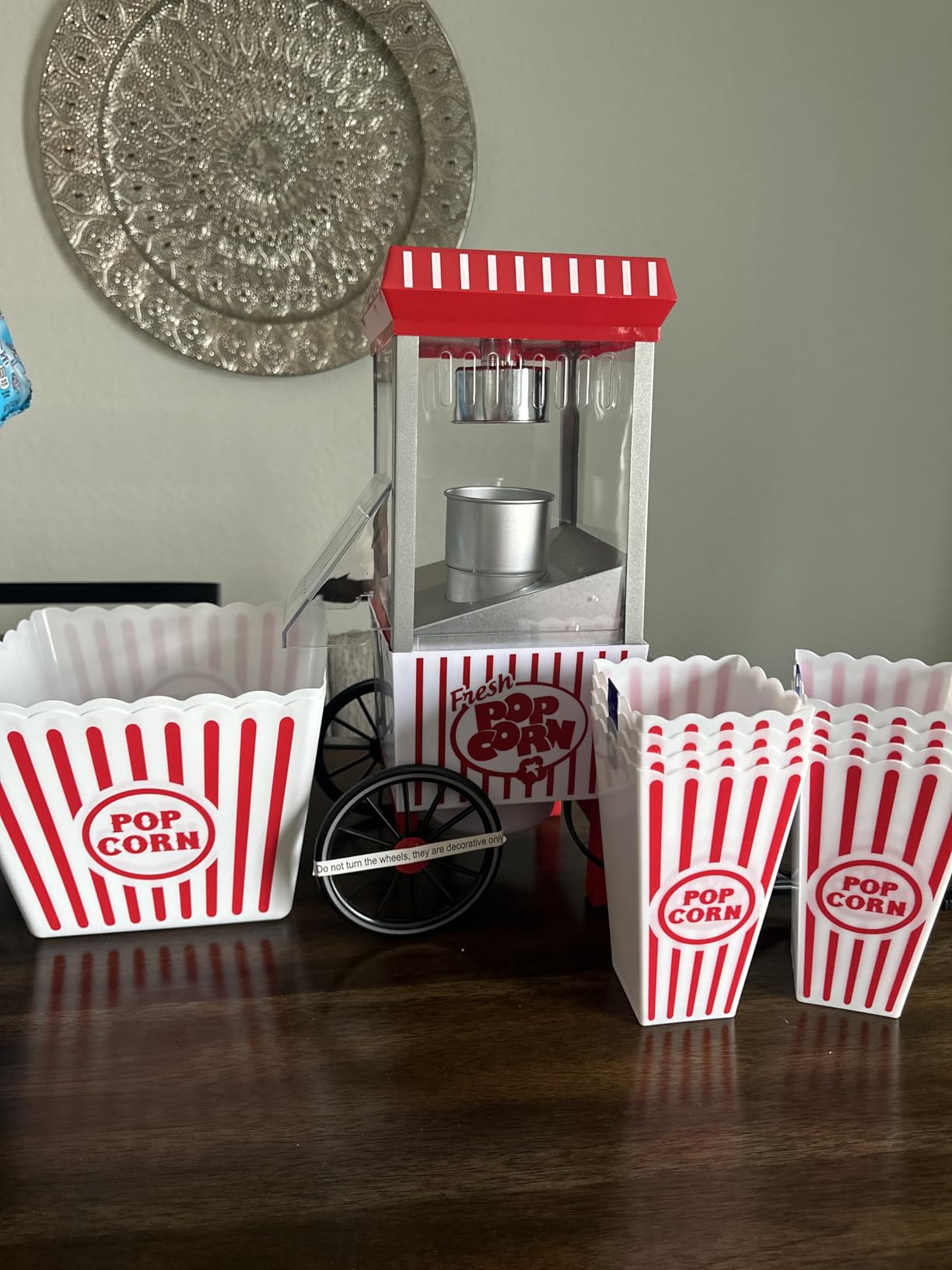 Nostalgia Vintage Hot-Air Popcorn Maker Machine - Makes Up to 12 Cups - Oil-Free - Healthier Popcorn - Classic Stand-Up Cart With Wheels customer photo 1