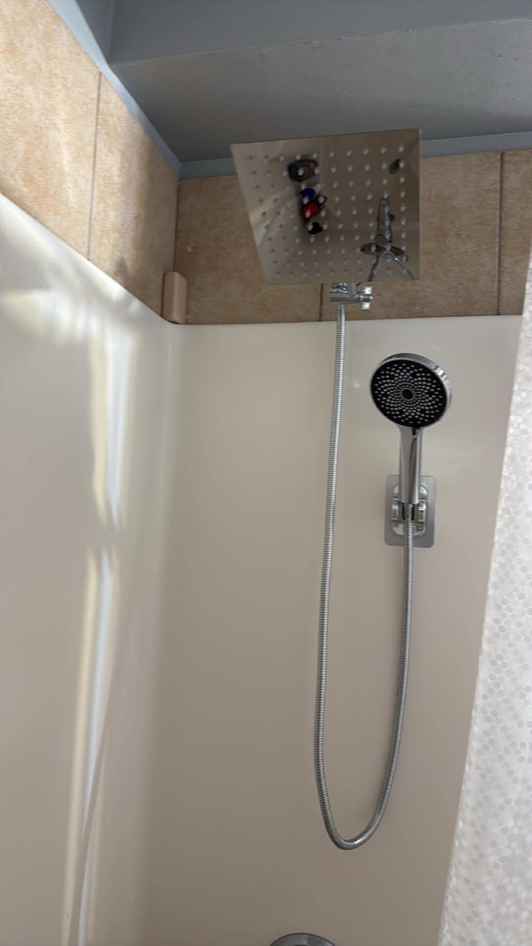 Shower Head, 8 Inch Rain Shower Head with Handheld Spray Combo with 11 Inch Angle Adjustable Extension Arm/Flow Regulator/Shower System, High Pressure Rainfall Shower Head Bathroom, Chrome customer photo 1