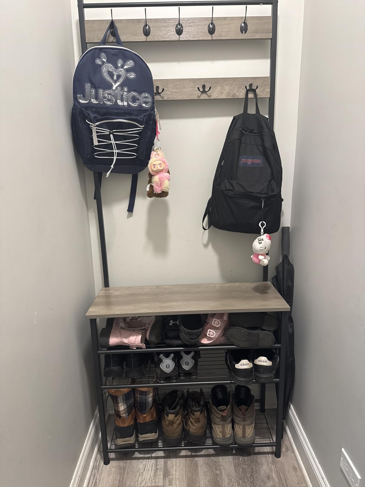 HOOBRO Hall Tree, Coat Rack with Shoe Rack, Hall Tree with Bench, 5 Tier Shoe Storage Organizer with 9 Hooks for Entryway, Closet, Sturdy, Industrial, Rustic Brown and Black BF80MT01G2 customer photo 1