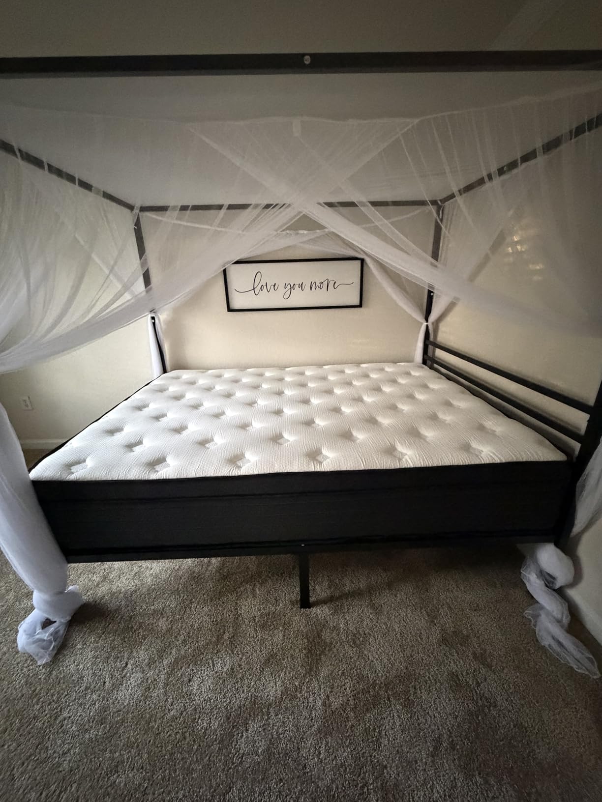 SHA CERLIN Canopy Bed Frame Queen Size/Mattress Foundation with Metal Slats Support/No Box Spring Needed/Easy Assembly/Black customer photo 1