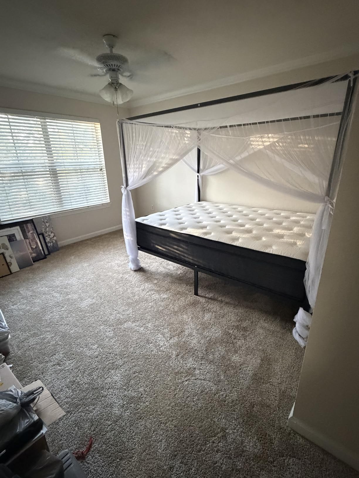 SHA CERLIN Canopy Bed Frame Queen Size/Mattress Foundation with Metal Slats Support/No Box Spring Needed/Easy Assembly/Black customer photo 2
