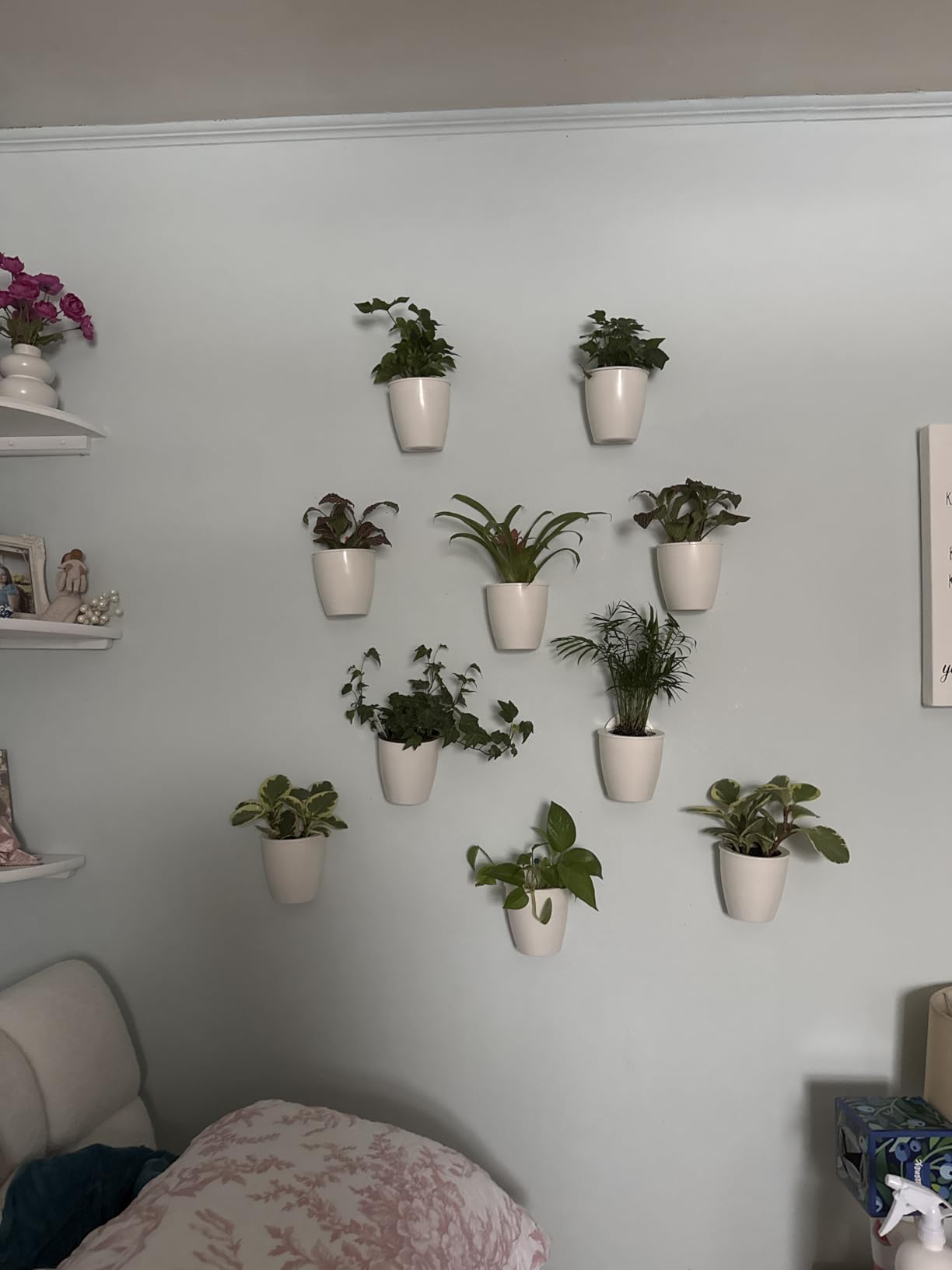 LáLáGreen Wall Planters for Indoor Plants - 10 Pack, 4 Inch Self Watering Planters and Pots, White Wall Mount Planter Plant Holder, Modern Hydroponic Wall Pots Vertical Living Plant Garden Decor customer photo 1