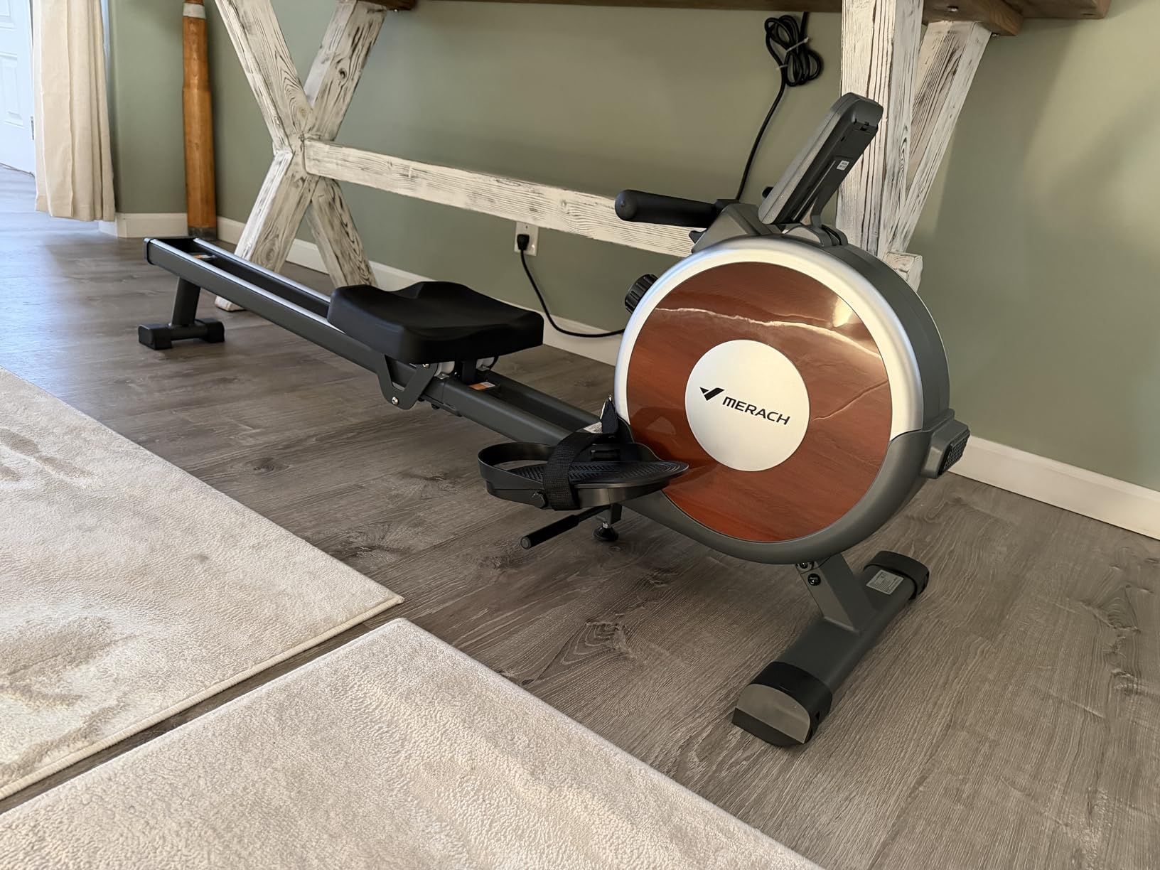 MERACH Rowing Machine, Magnetic Rowing Machine with 16 Levels, Dual Slide Rail, Max 350lbs, App Compatible customer photo 2
