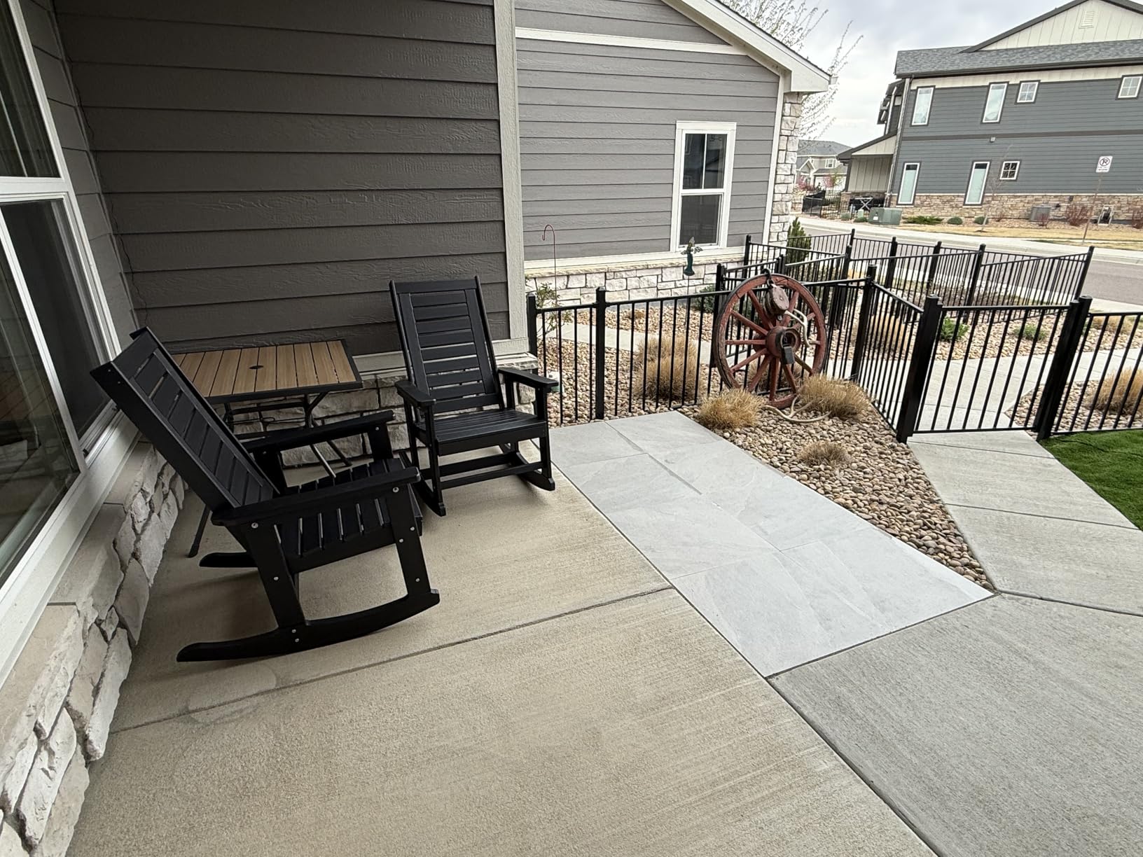 GREENVINES Outdoor Rocking Chairs | Set of 2 | Porch Rocker | HDPE Plastic | Black | Oversized Rockers | High Back | Big & Tall | Ladder Back | for Patio Outside Backyard Balcony customer photo 1