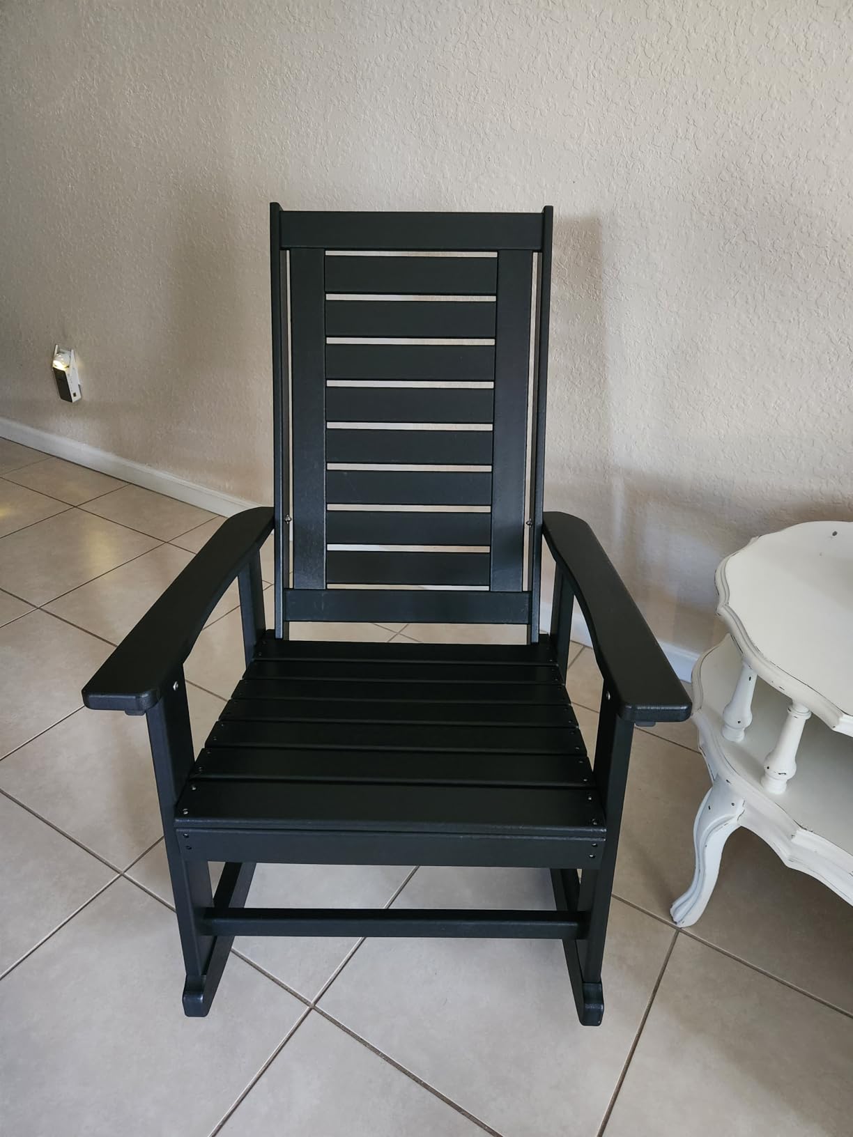 GREENVINES Outdoor Rocking Chairs | Set of 2 | Porch Rocker | HDPE Plastic | Black | Oversized Rockers | High Back | Big & Tall | Ladder Back | for Patio Outside Backyard Balcony customer photo 2
