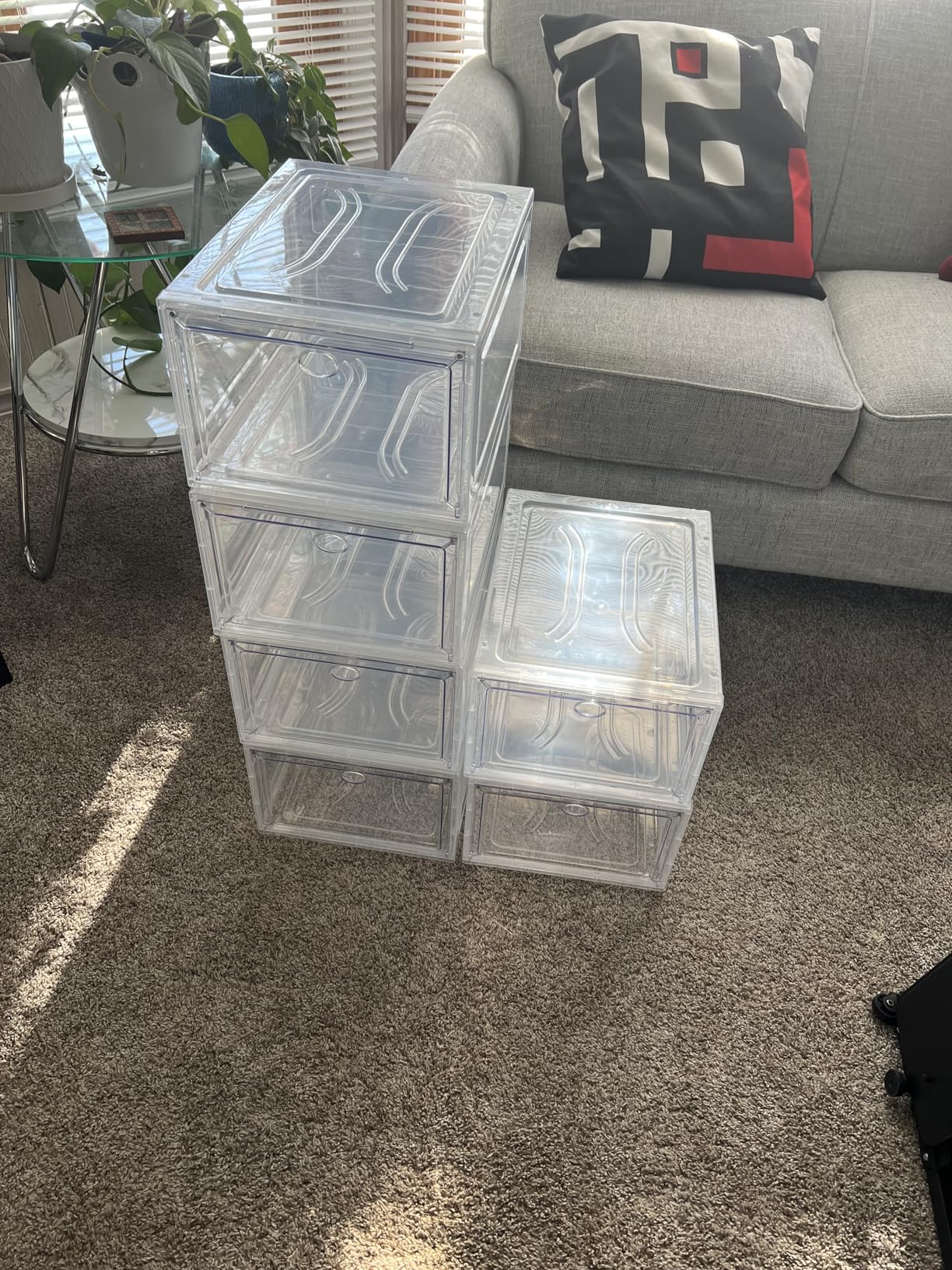 Thickened Clear Shoe Storage Organizer with Magnetic Door, Sturdy Stackable Shoe Boxes for Closet, Collapsible Space-Saving Shoe Rack for Sneakers & Boots, Plastic Shoe Cabinet Box Set, 6 Pack, White customer photo 2
