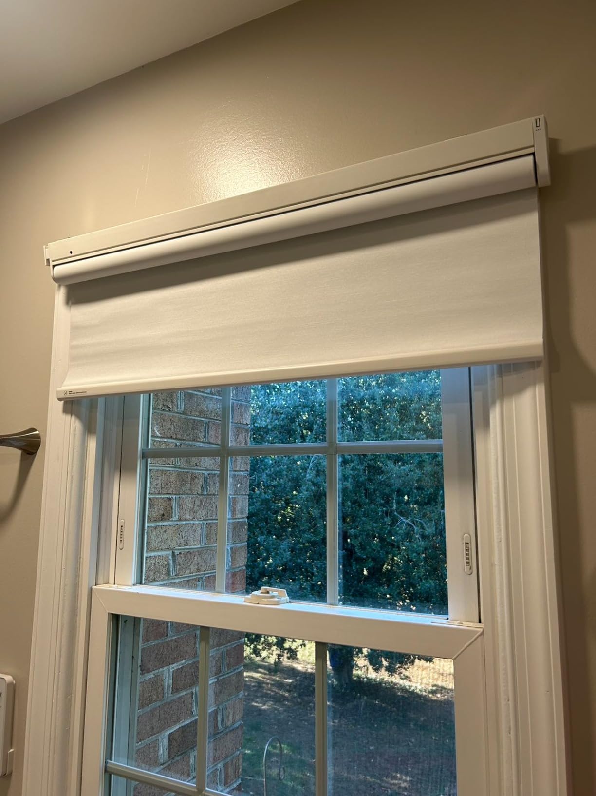 Smart Motorized Blinds with Remote, Cordless No-Drill Automatic Roller Shades, Blackout Electric Blind for Windows, White, 34 x 72 customer photo 1