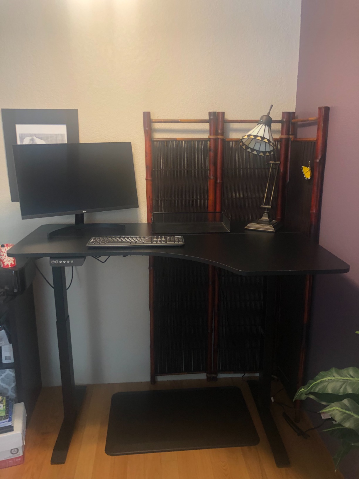 SHW 55-Inch Large Electric Height Adjustable L-Shaped Standing Desk with Right Facing Corner, White customer photo 2