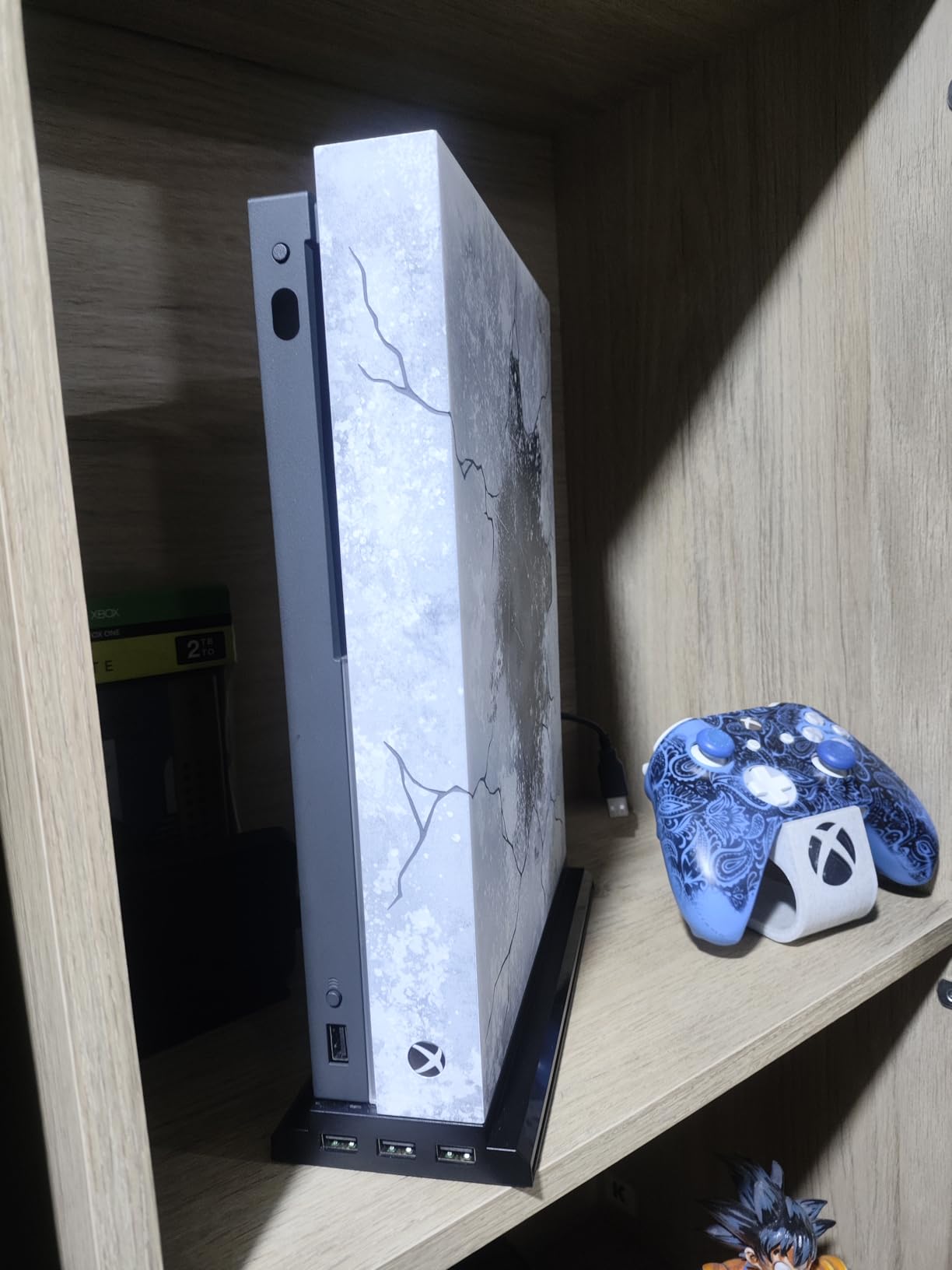 Mcbazel Vertical Cooling Stand for Xbox One X, Cooling Fan Stand with 3 USB Ports and Light Bar Compatible with Xbox One X Console Only - Black customer photo 2