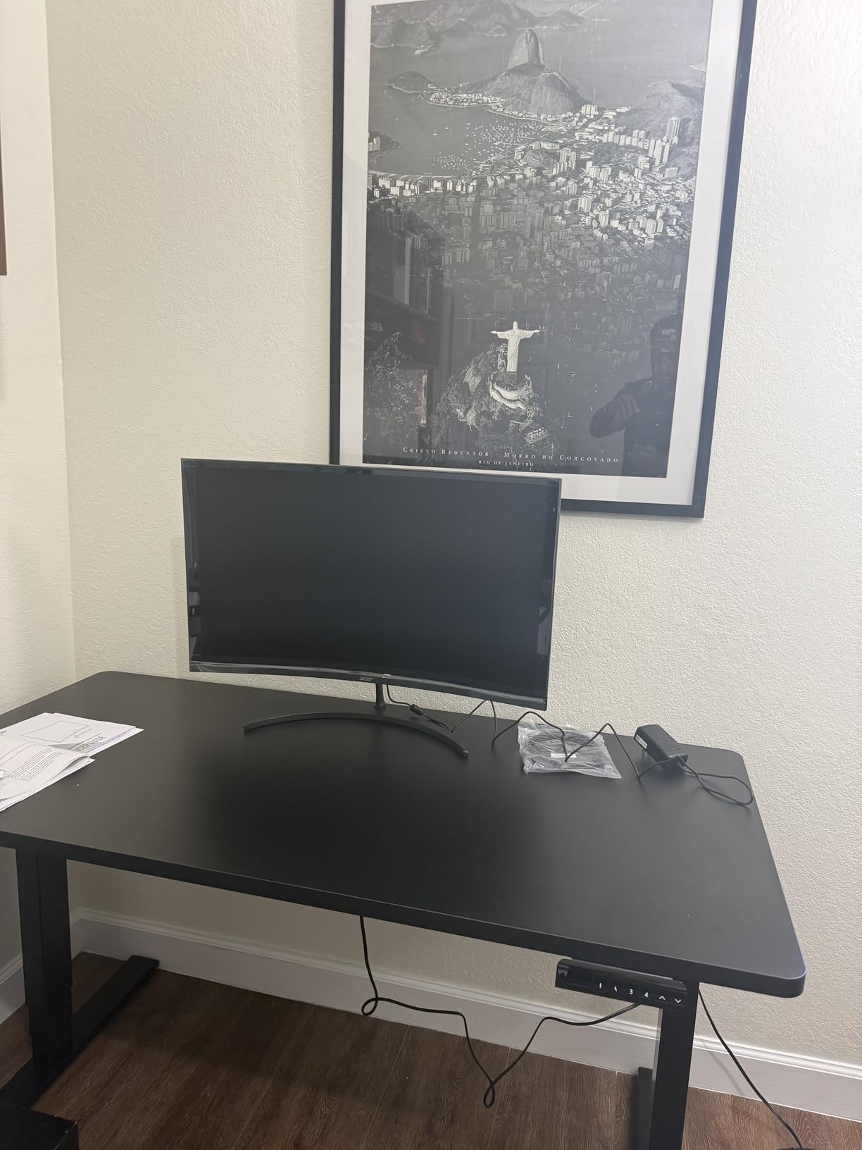 FLEXISPOT E6 3-Stage Dual Motor Electric Standing Desk 55 x 28 Sit Stand Up Desk, Holds 220 lbs, Adjustable Height w/Memory Presets, One-Piece Maple Desktop & Black Frame customer photo 2