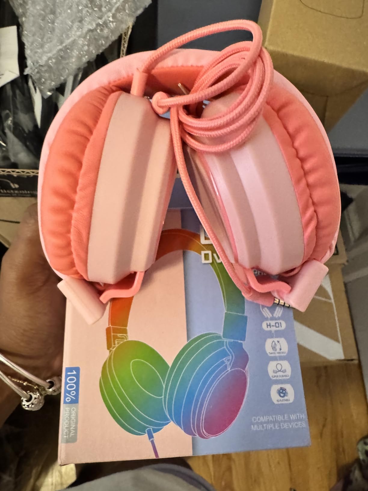 MIDOLA Kids Headphone Wired Volume Limited 85/94dB Over-Ear/On-Ear Foldable Headset with Microphone for Toddler School Learning customer photo 1